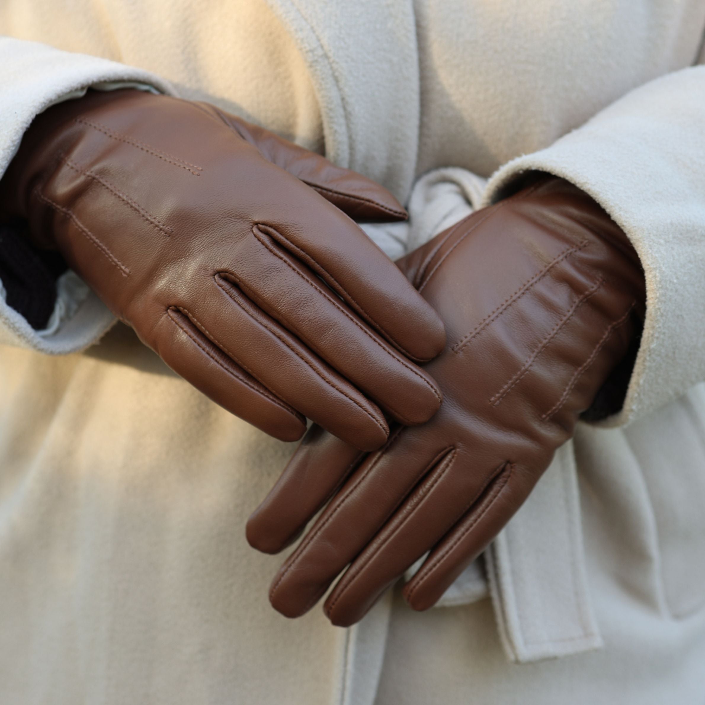 Damen-Lederhandschuhe 'Claudia' Cognac