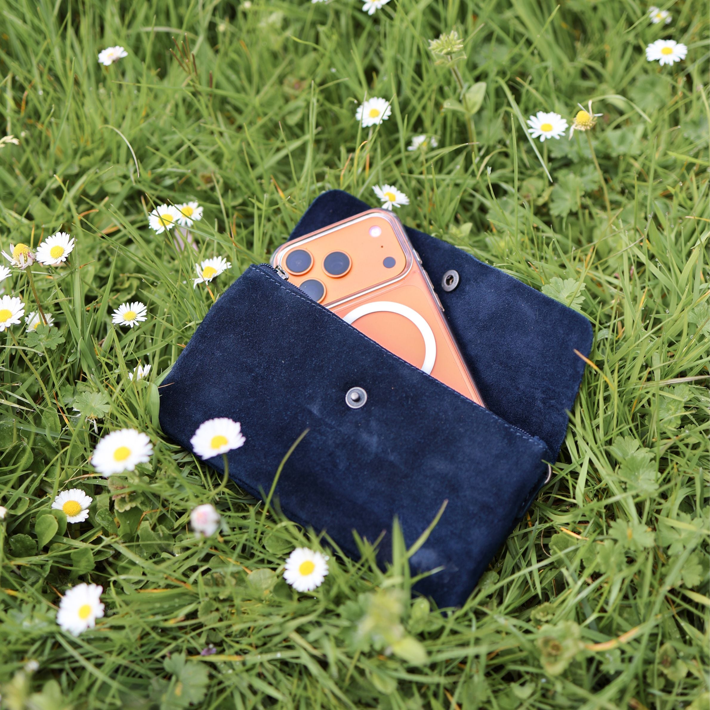 Velours Clutch/Mini-Umhängetasche 'Lydia' Dunkelblau
