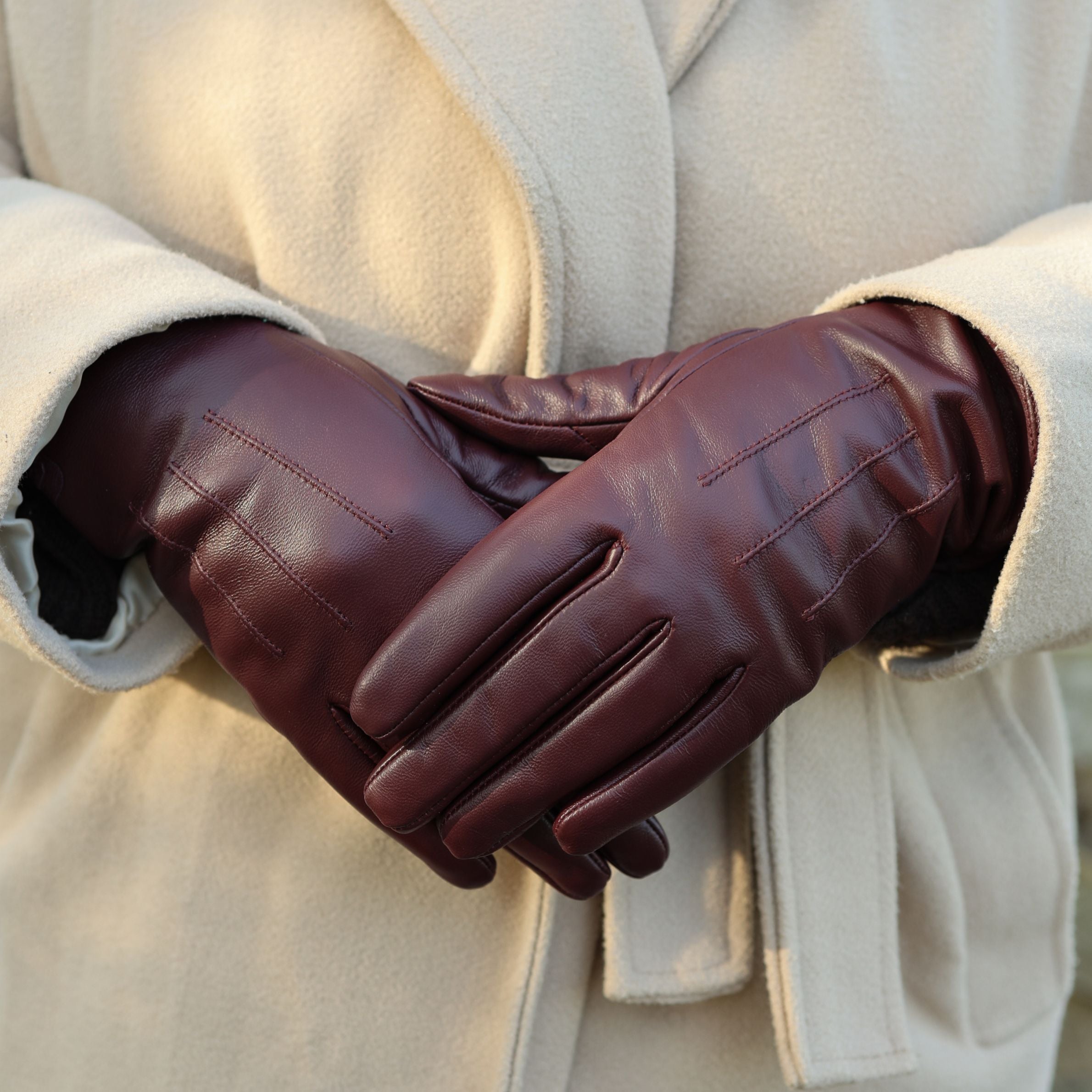 Damen-Lederhandschuhe 'Claudia' Bordeaux