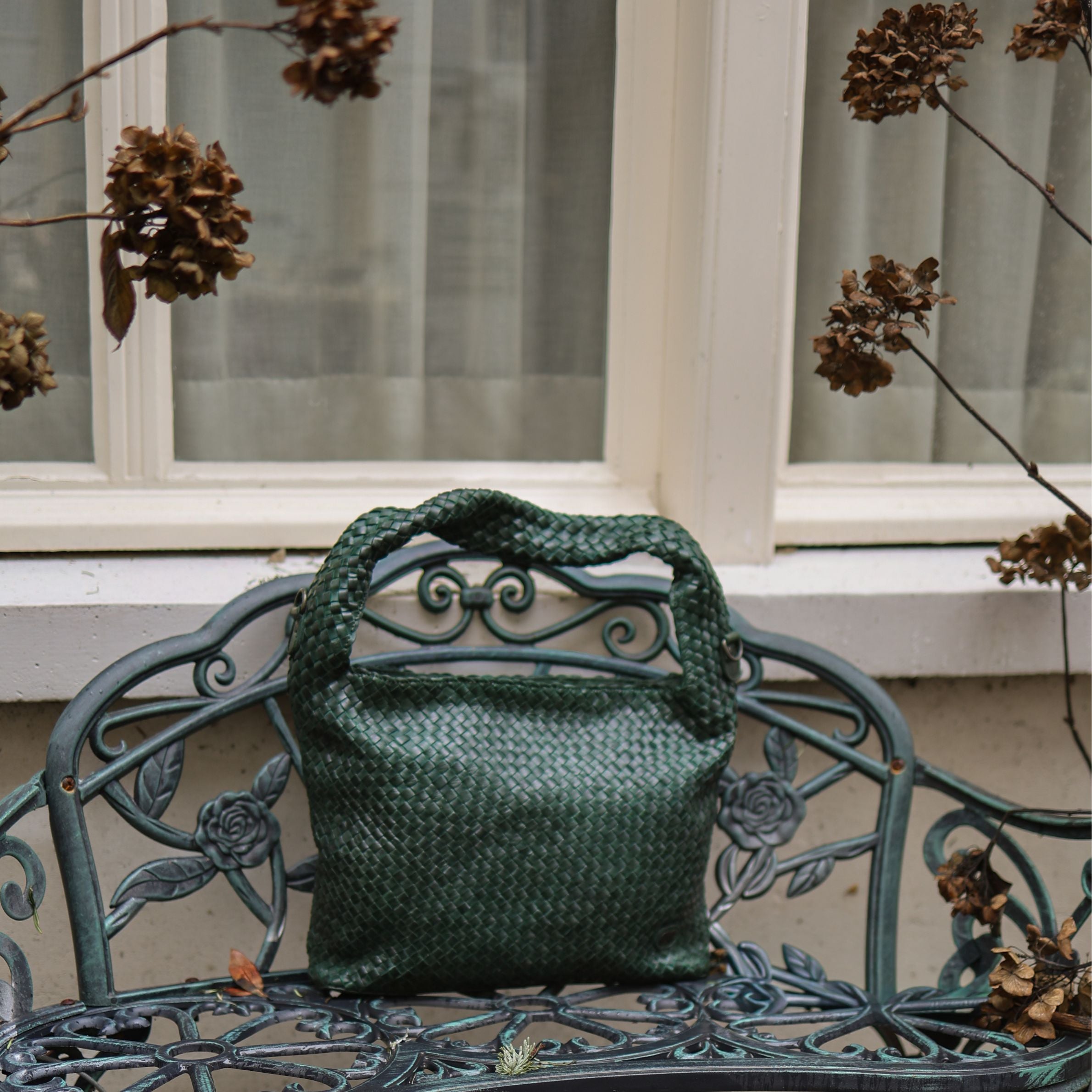 Geflochtene Beutel-/Umhängetasche 'Lauraine' Grün