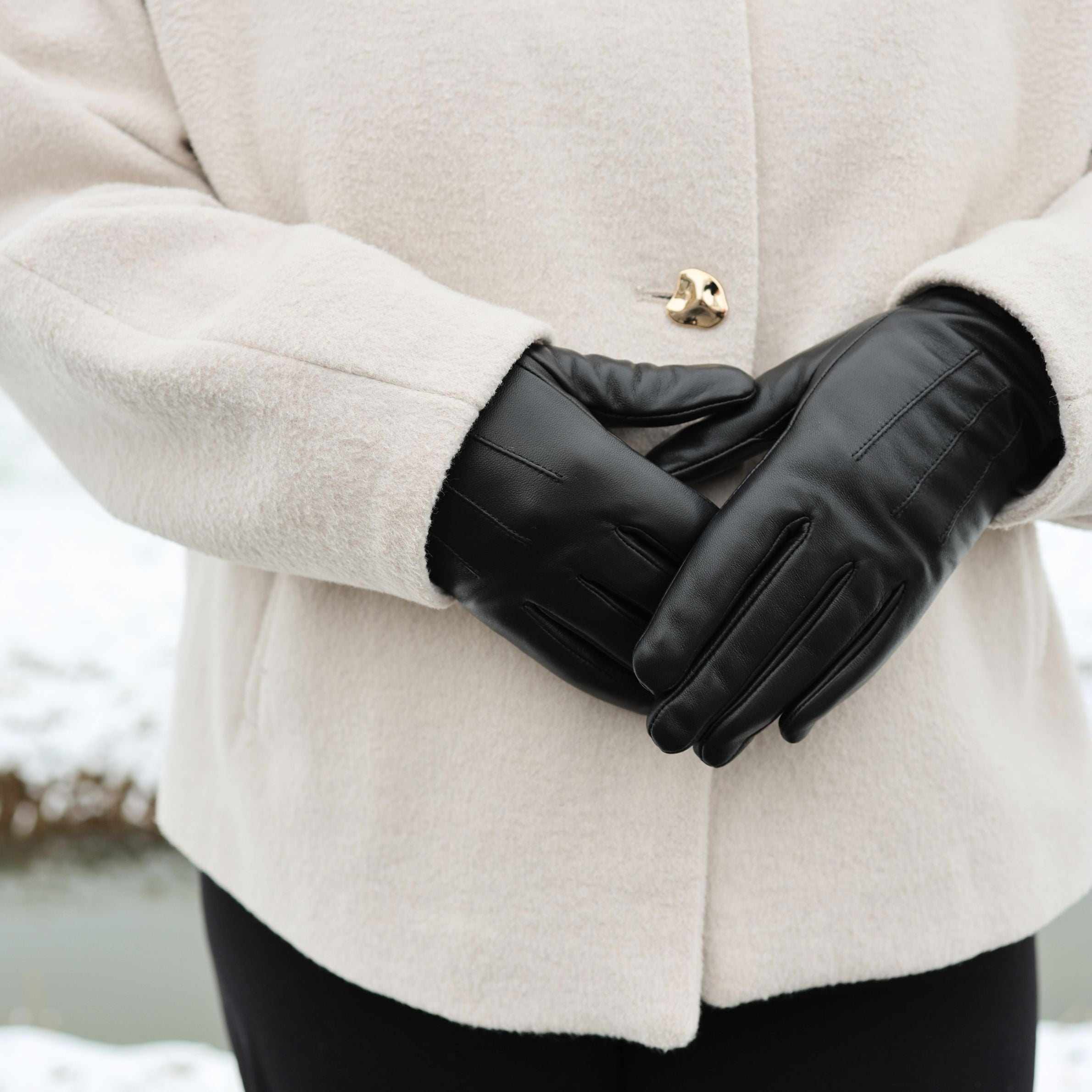 Damen-Lederhandschuhe 'Claudia' Schwarz