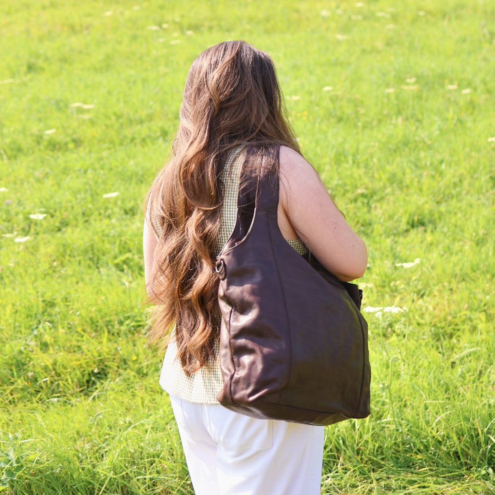 Großer Shopper/Beuteltasche 'Aurora' Dunkelbraun