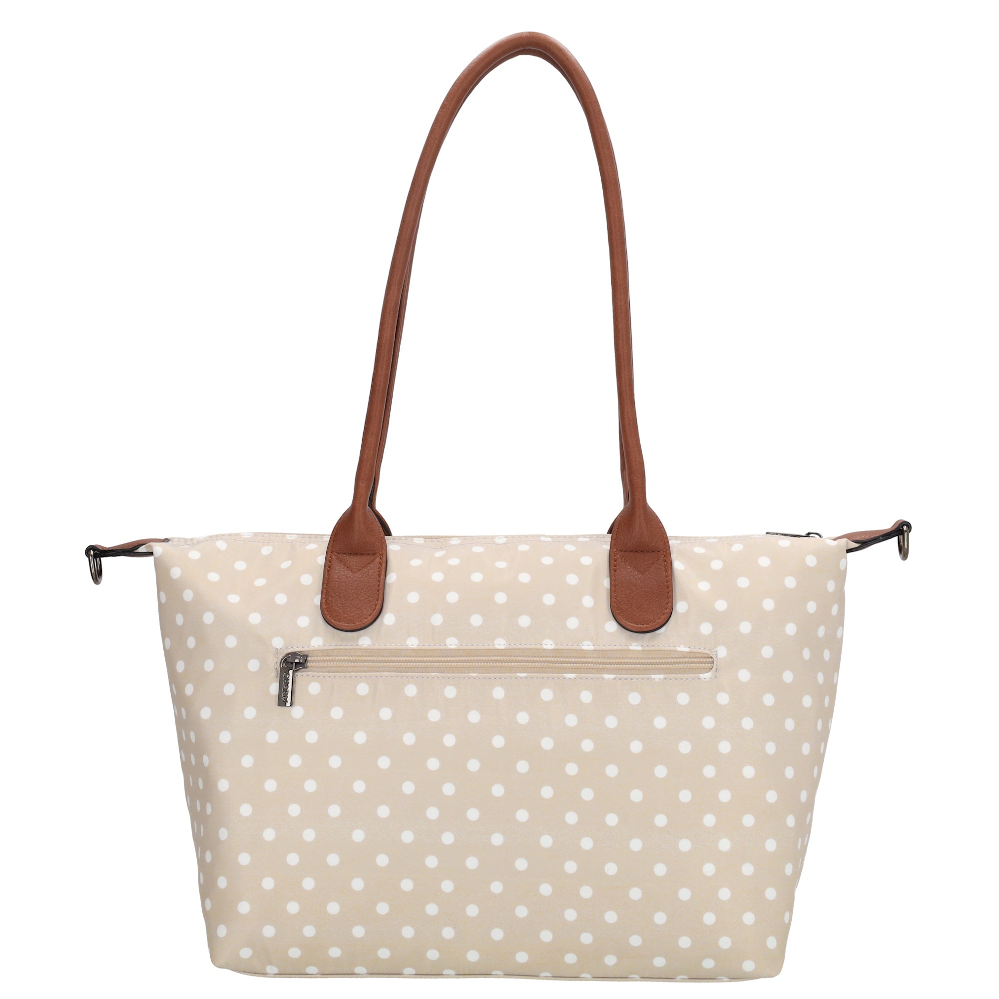 Buckingham Shopper Punkte Weiß-Taupe