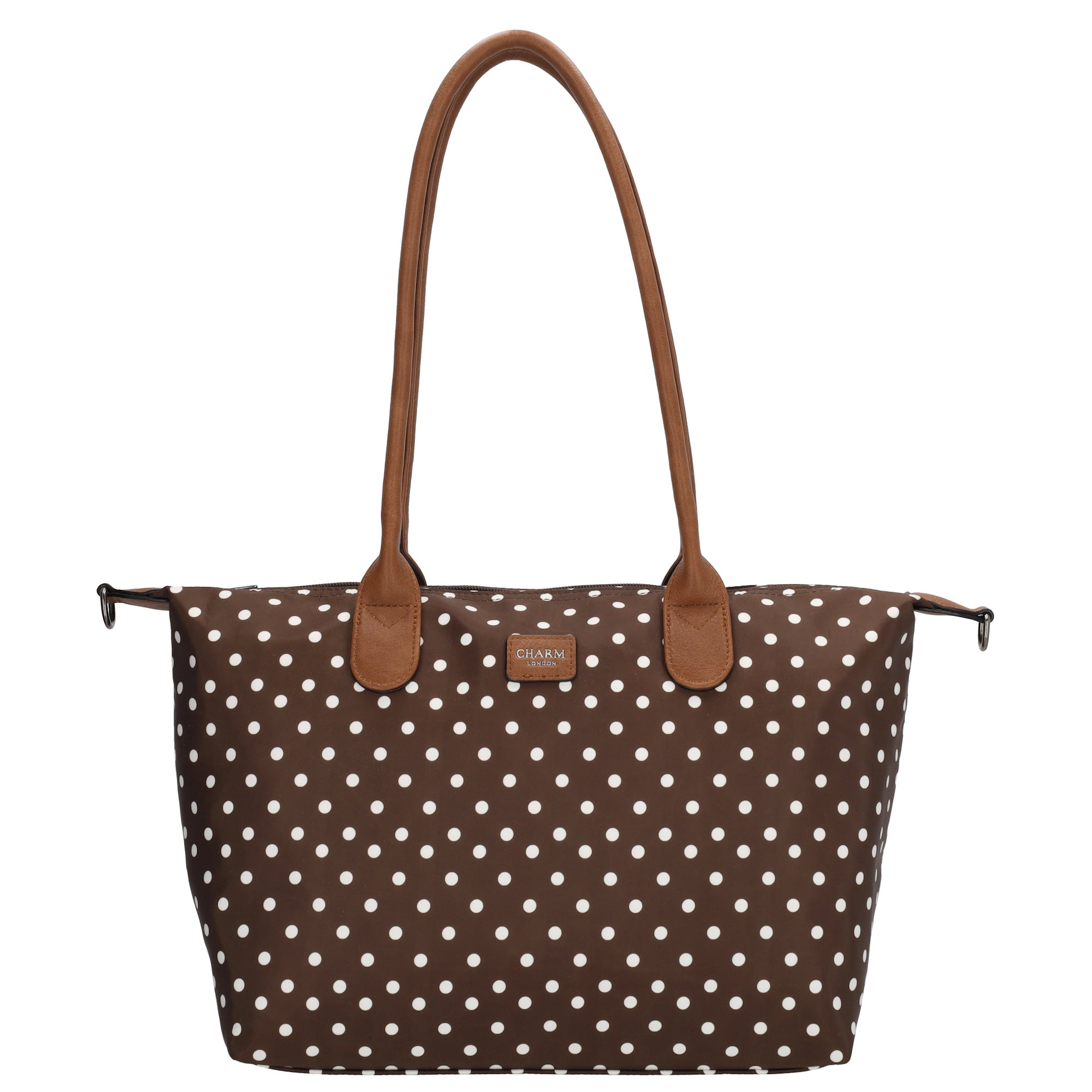 Buckingham - Shopper stippen wit-donkerbruin