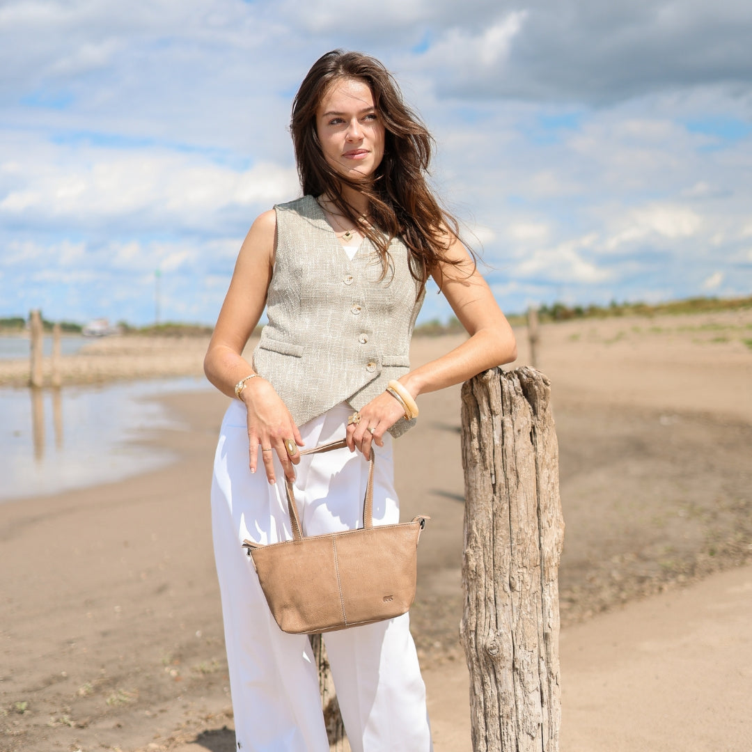 Kleine Handtasche/Umhängetasche 'Lola' Beige