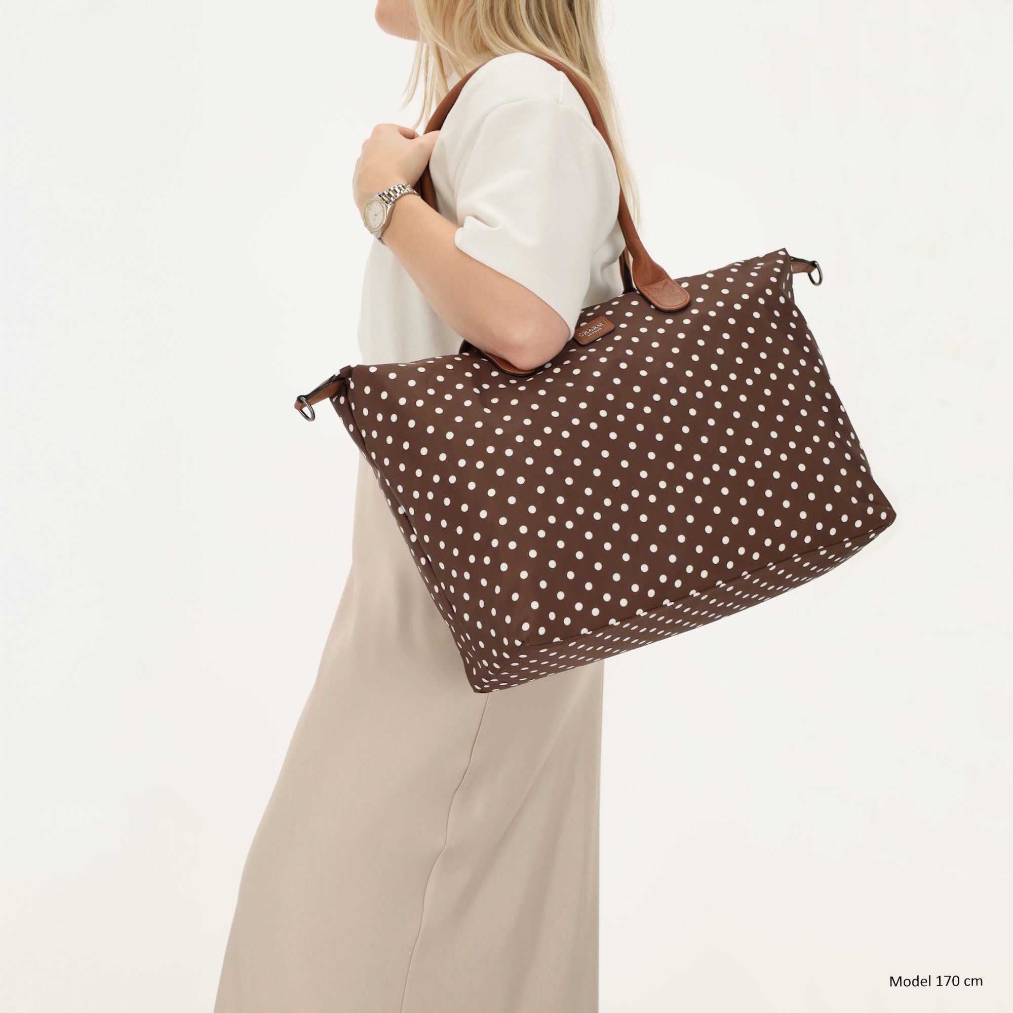 Buckingham Laptoptasche 15.6 Zoll Punkte Weiß-Dunkelbraun