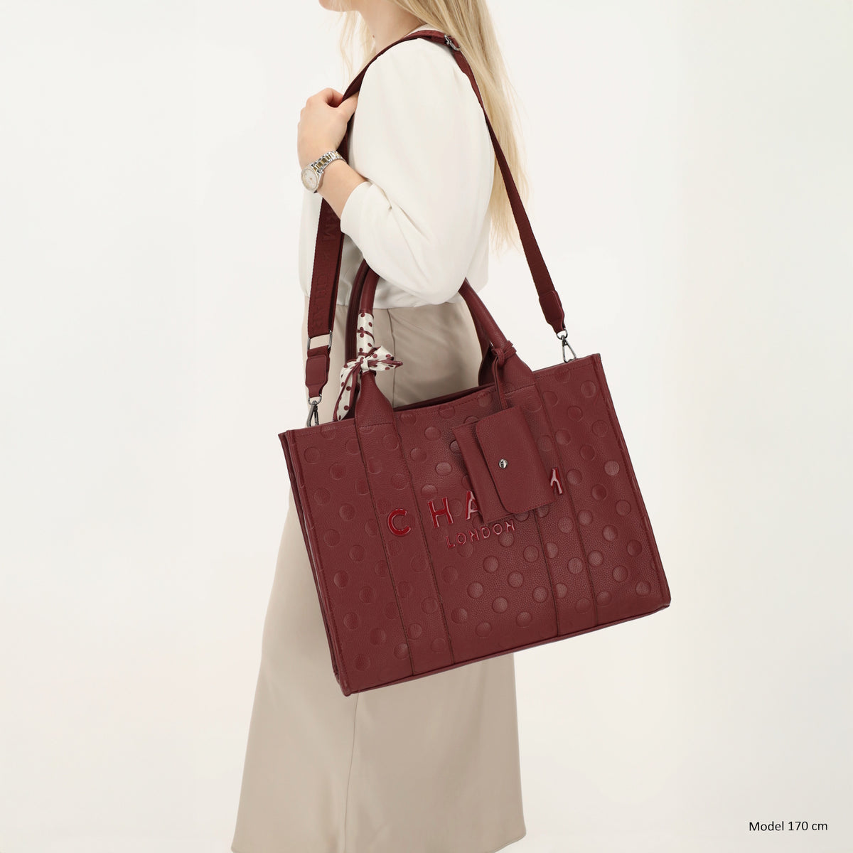 Bond Avenue - Laptoptasche 15.6” Bordeaux mit Punktmuster