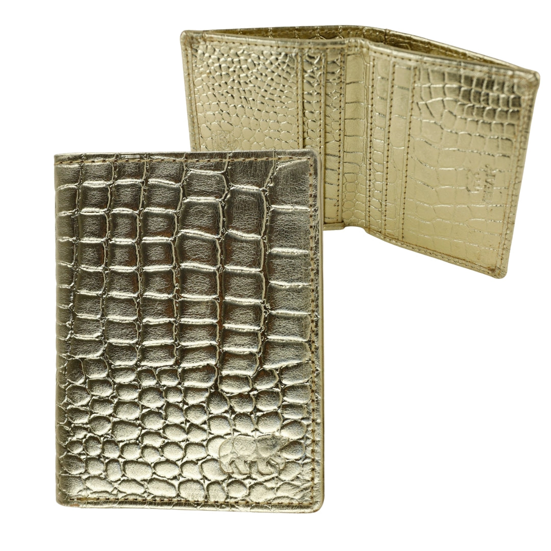 Kartenhalter mit Geldscheinfach 'Cas' Croco Champagne