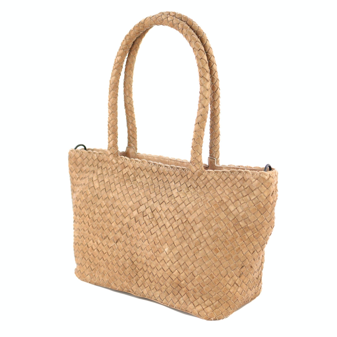 Geflochtene Hand-/Umhängetasche 'Franca' Beige
