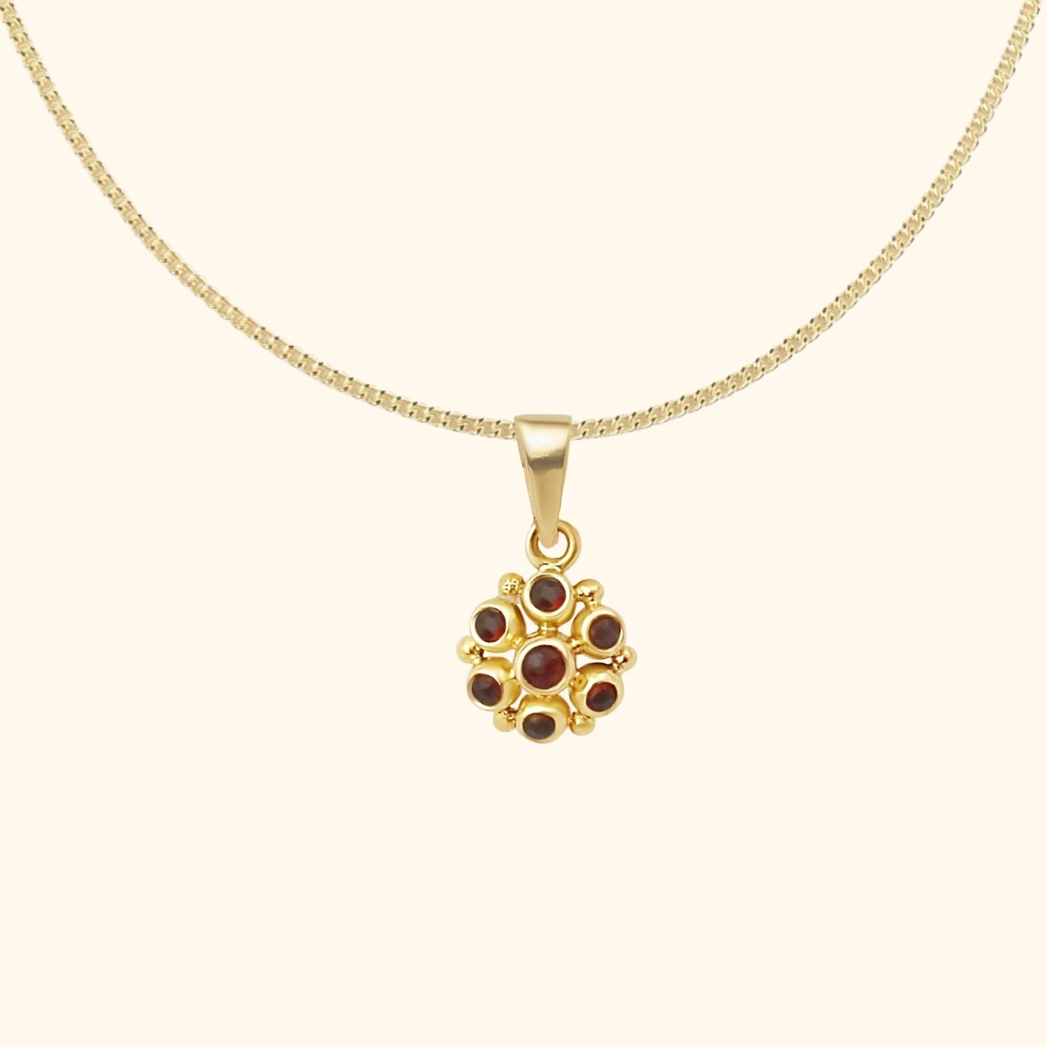 Vintage Granat Anhänger | 14K Gold