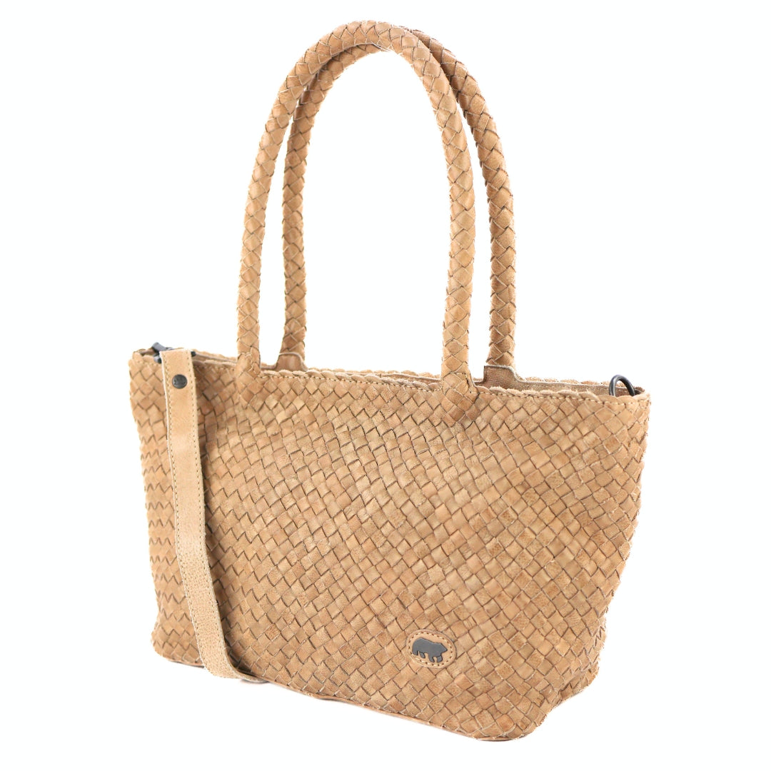 Geflochtene Hand-/Umhängetasche 'Franca' Beige