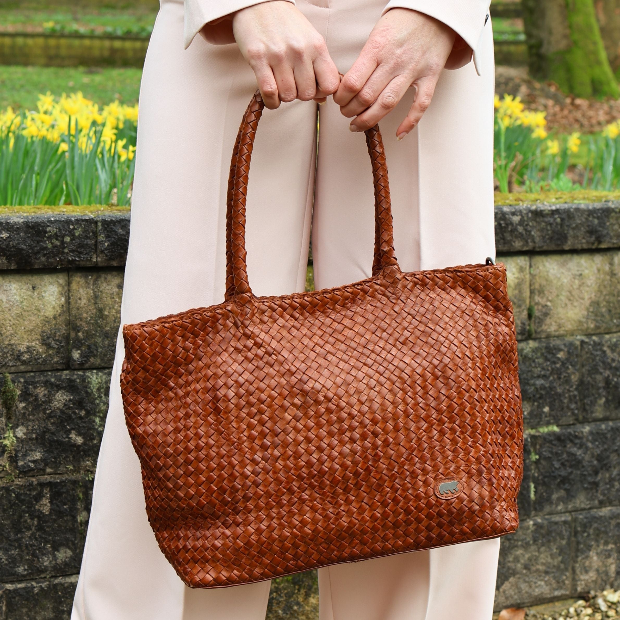 Geflochtene Shopper/Umhängetasche 'Suus' Dunkelbraun