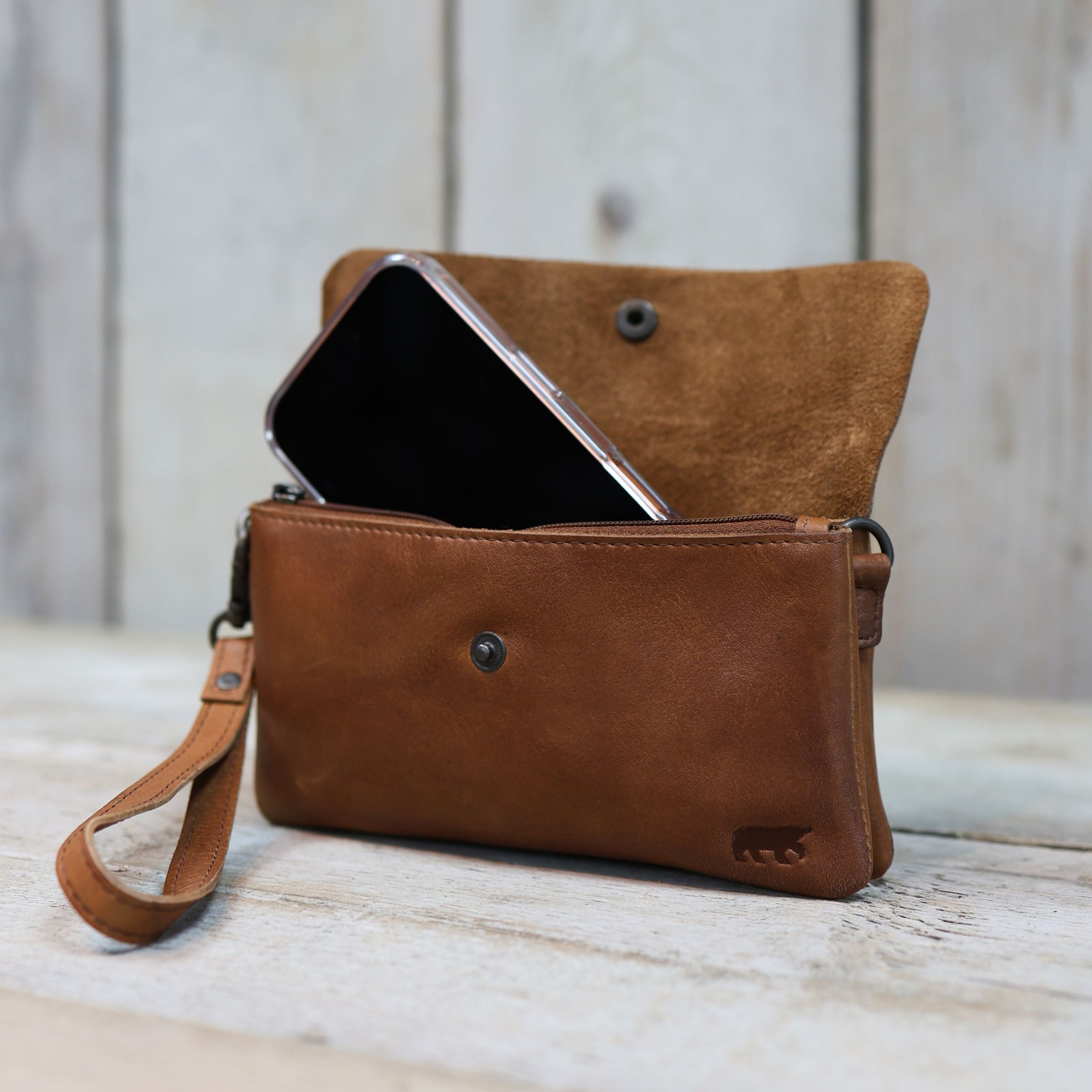 Clutch/Mini-Umhängetasche 'Lydia' Cognac