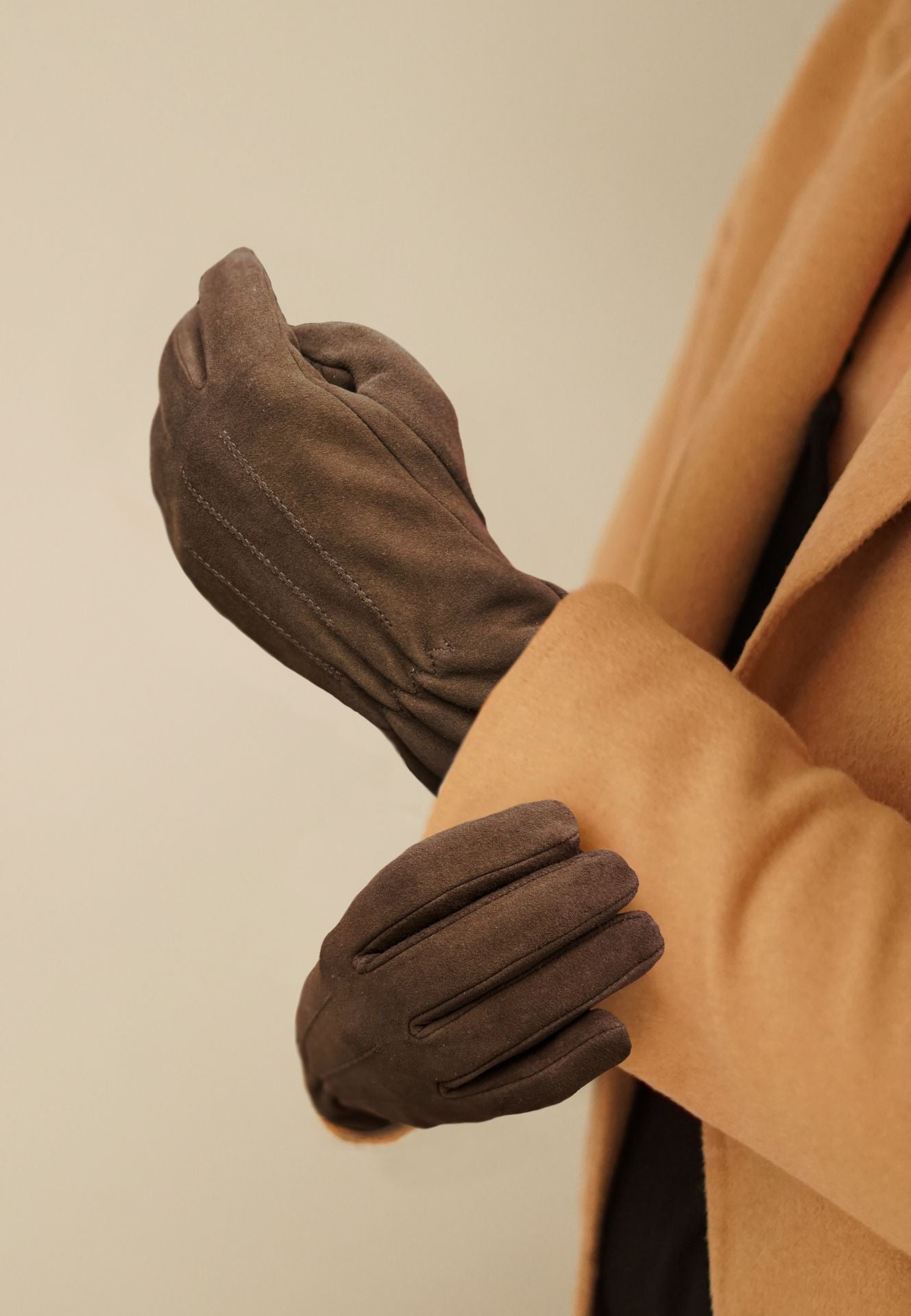 Velours Handschuhe 'Luna' Tabacco