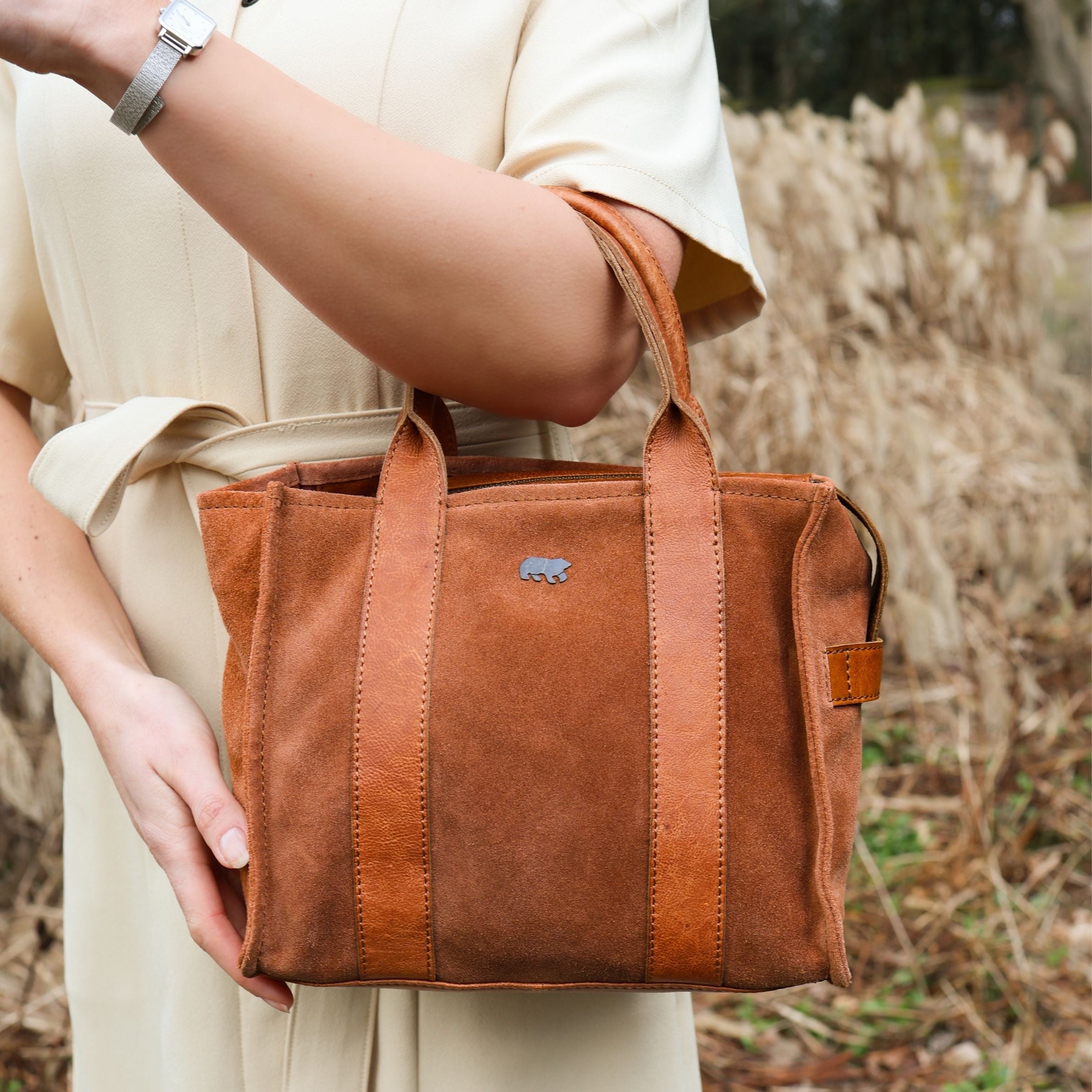 Velours Mini Tote Bag 'Nova' Cognac