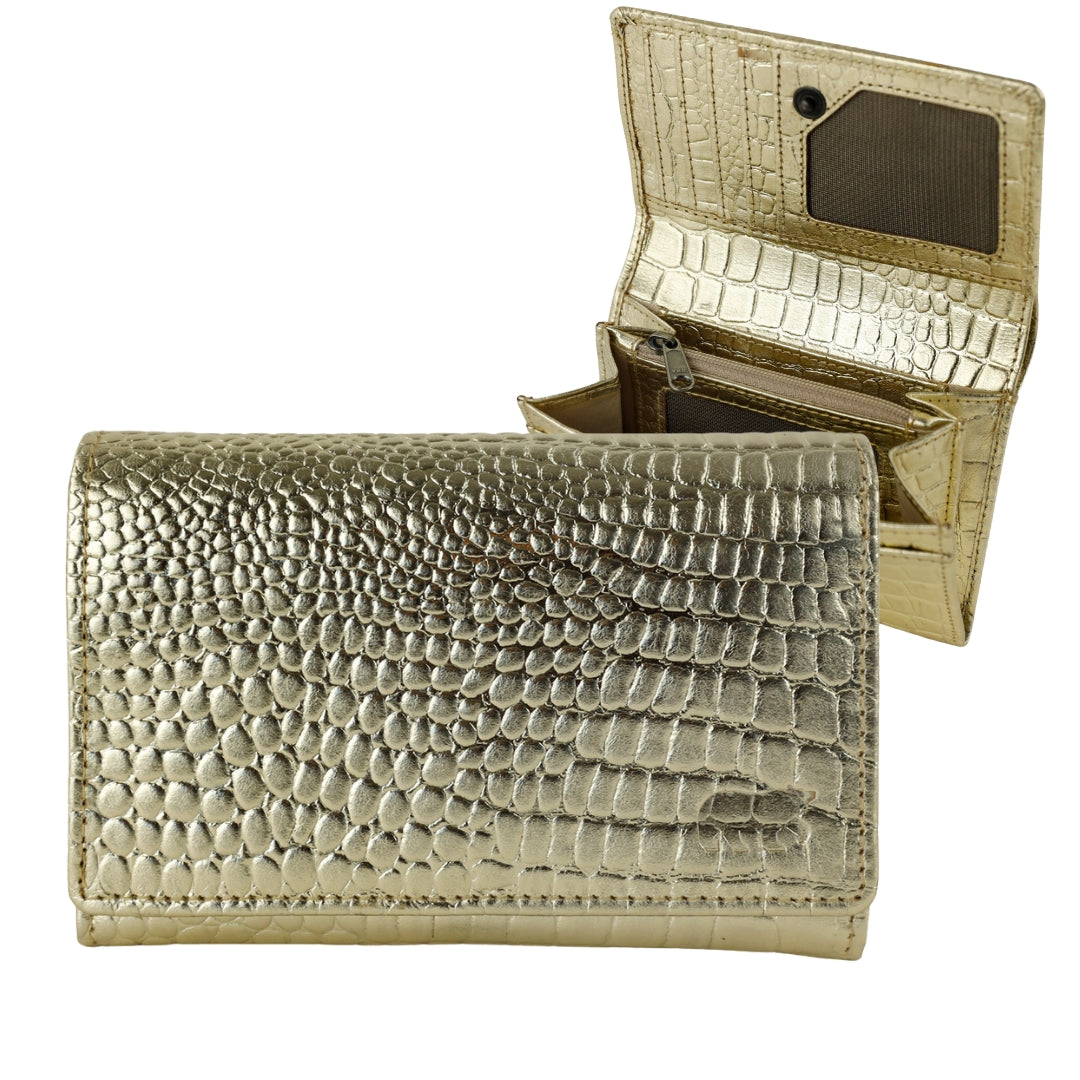 Geldbörse mit Überschlag 'Sweety' Croco Champagne