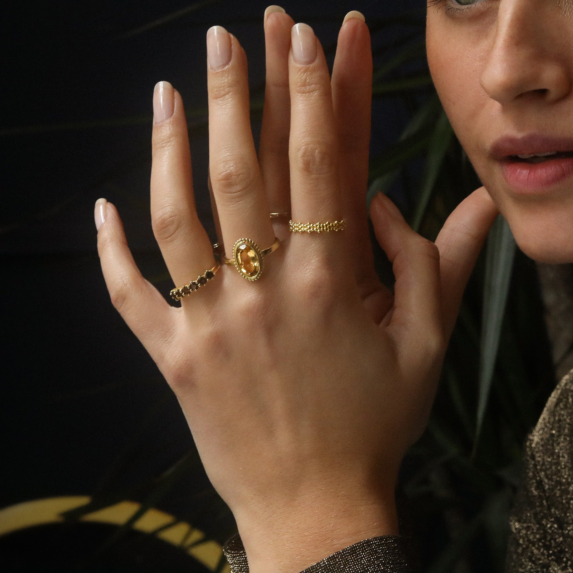 Vintage Luna Citrin Ring