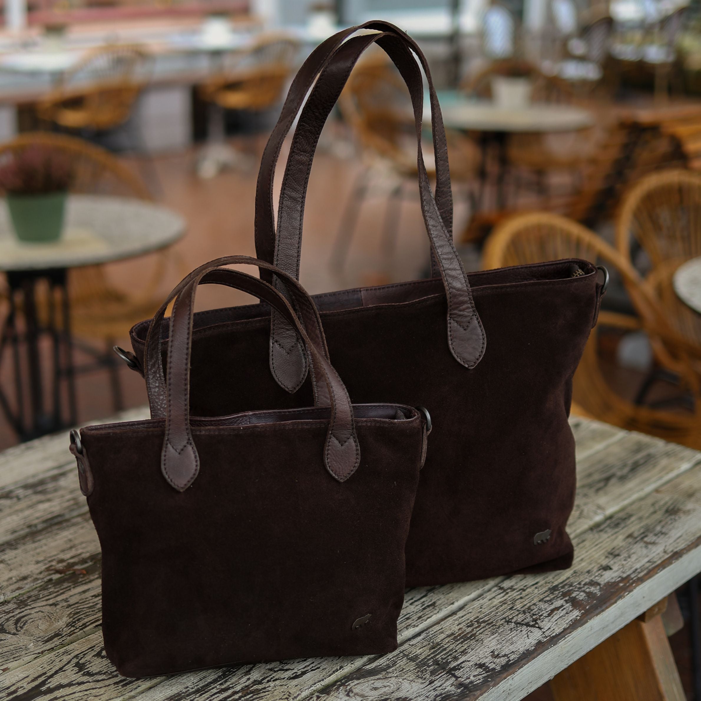 Velours Hand-/Umhängetasche 'Wietske' Dunkelbraun