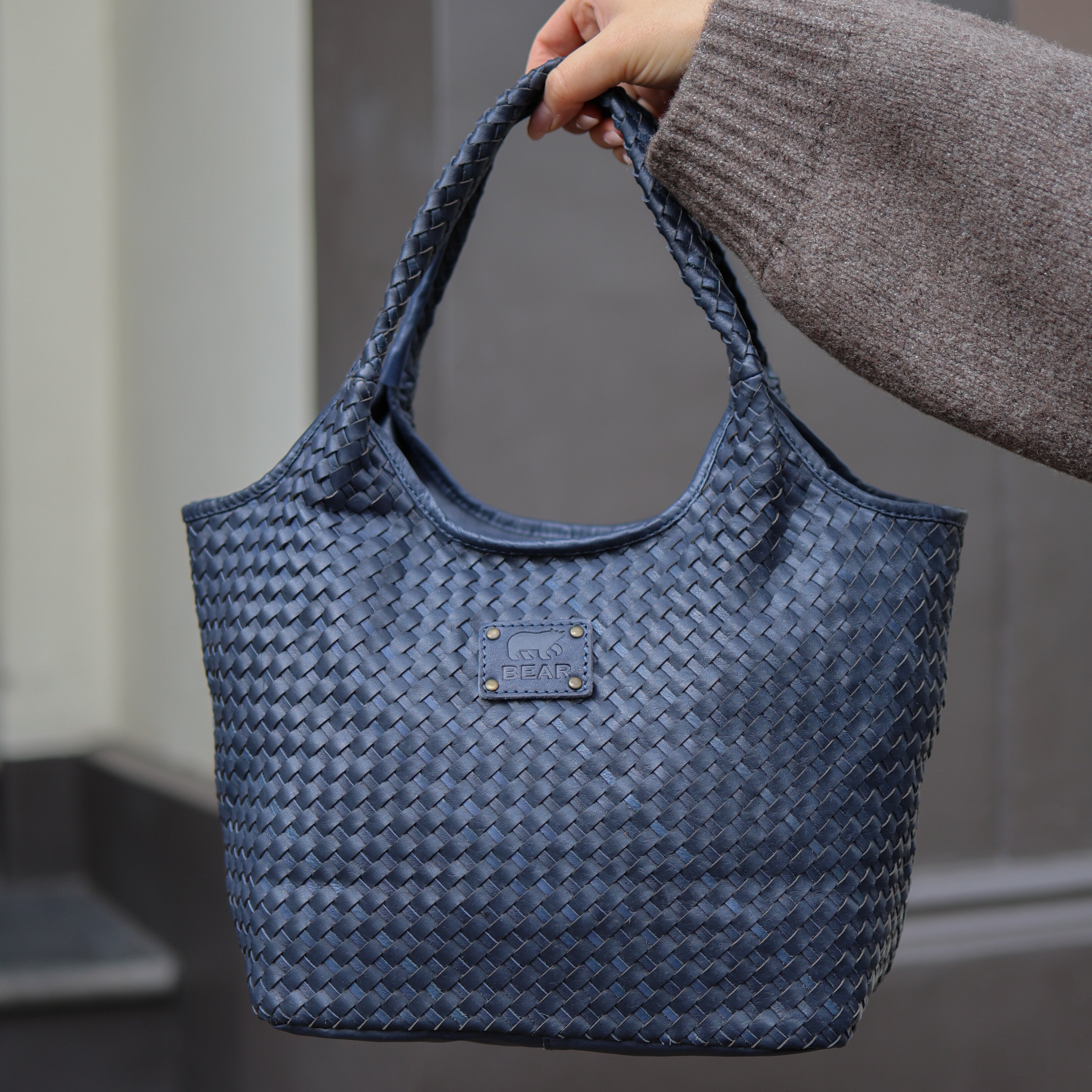 Geflochtene Hand-/Umhängetasche 'Juliëtte' Navy