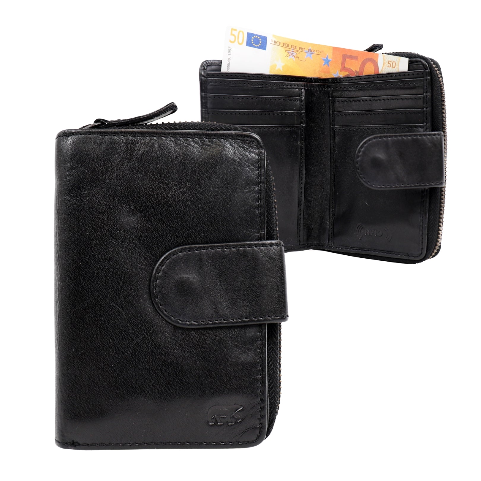 Reißverschluss-Geldbörse 'Loet' schwarz - CL 13550