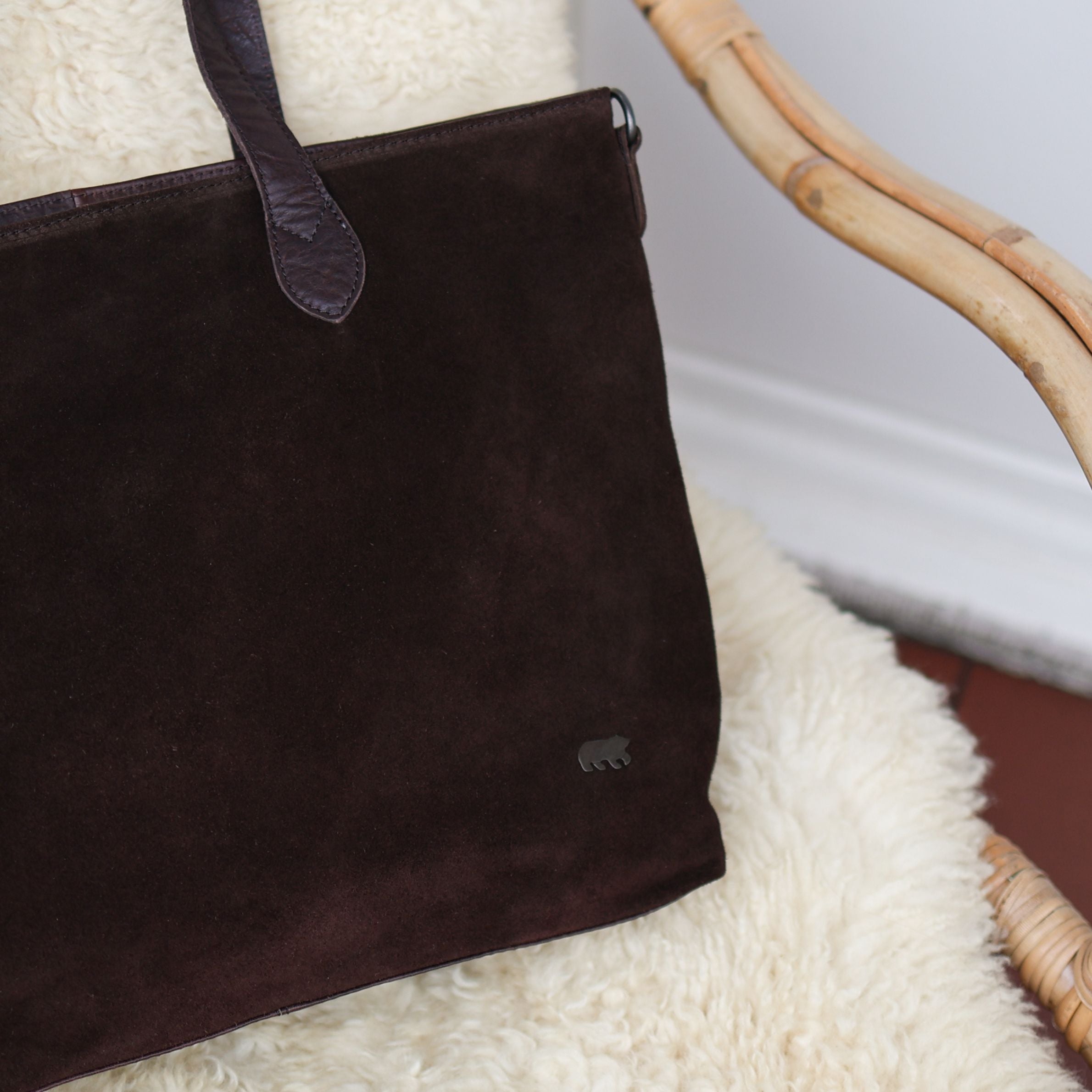 Velours Shopper/Umhängetasche 'Annelies' Dunkelbraun