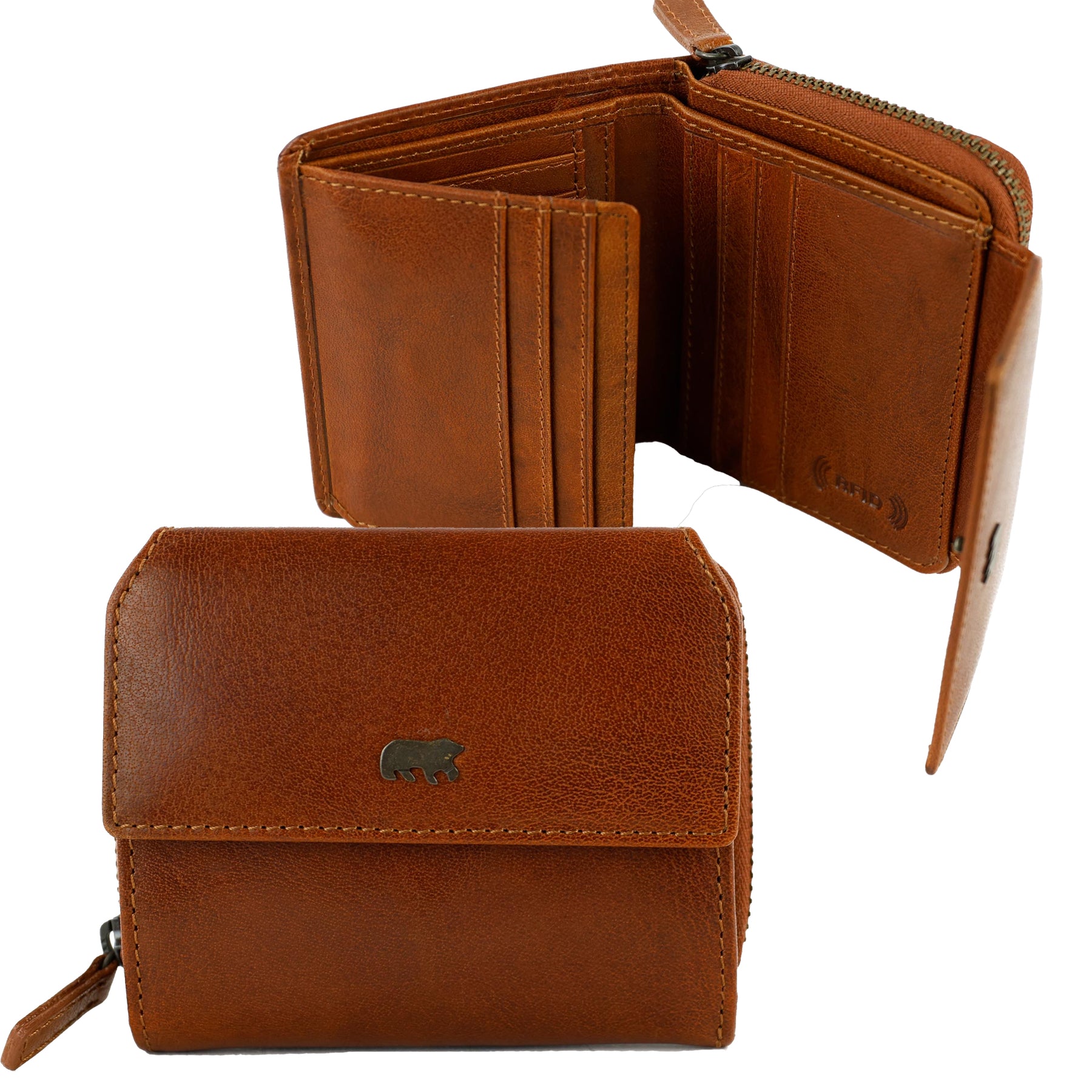 Reißverschluss-Geldbörse „Britt“ Andorra-Cognac