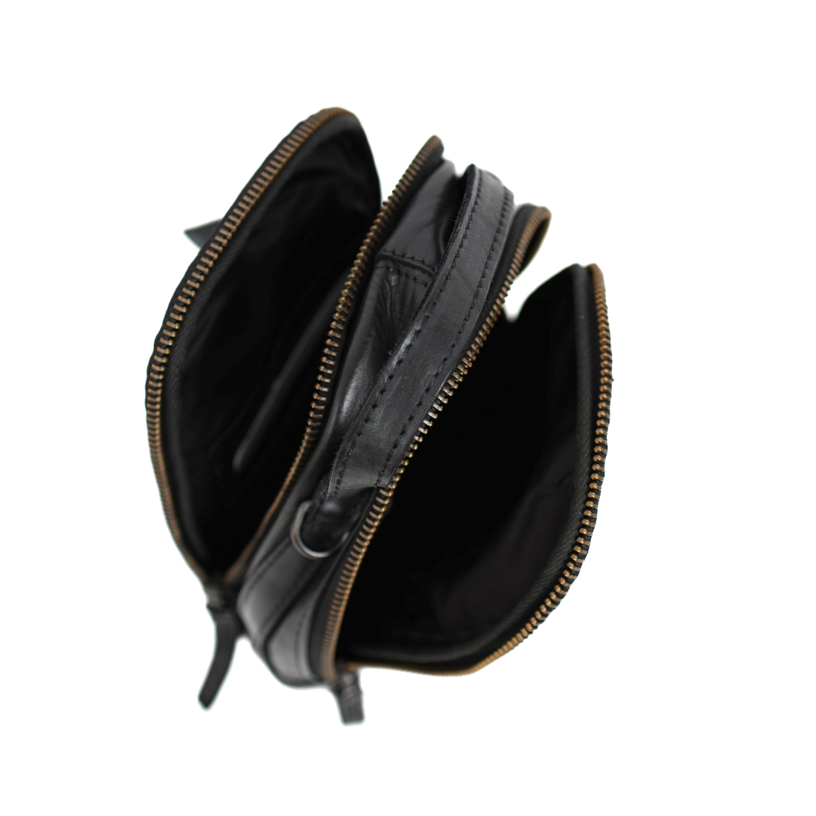 Kleine Umhängetasche mit Reißverschlüssen 'Bodhi' Schwarz