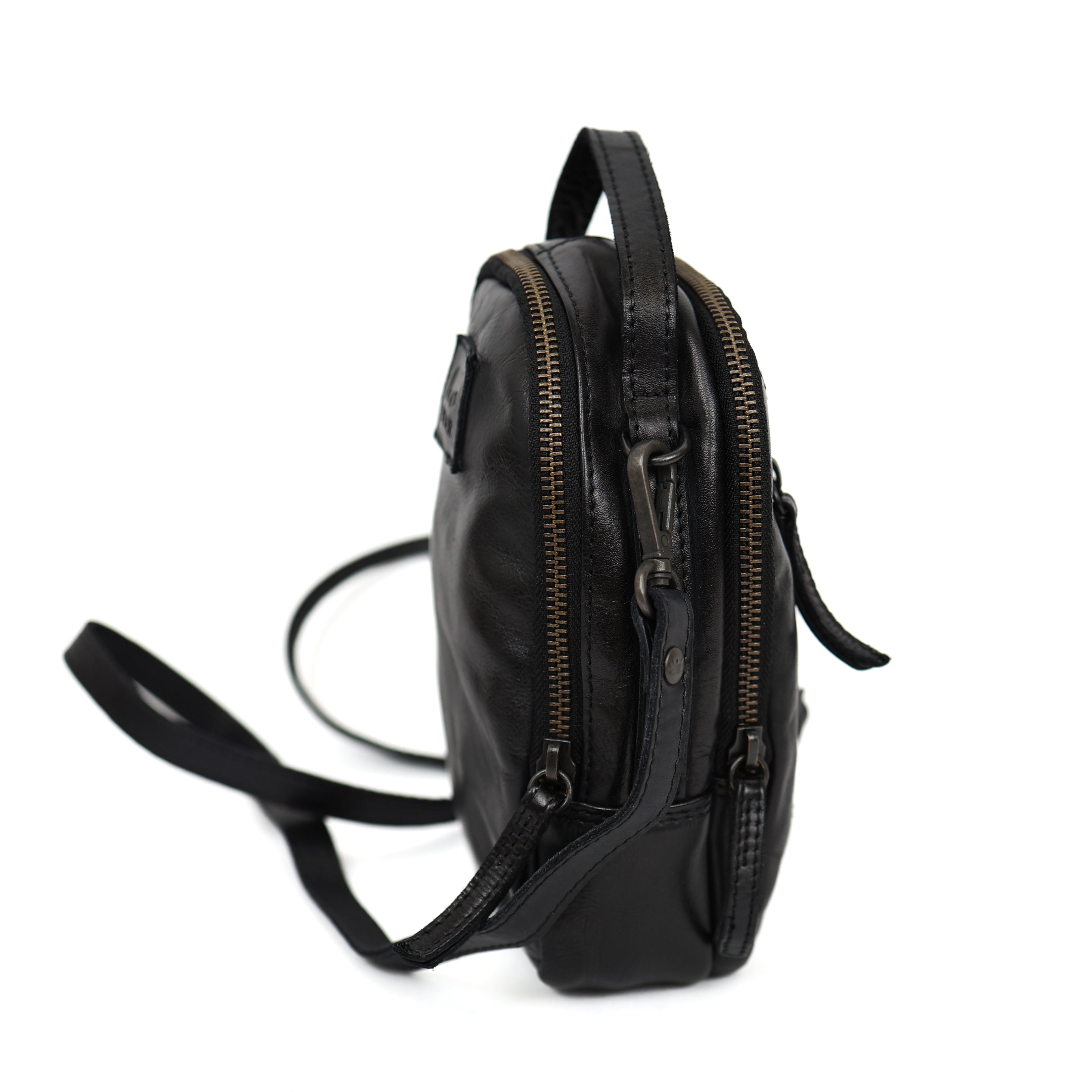 Kleine Umhängetasche mit Reißverschlüssen 'Bodhi' Schwarz