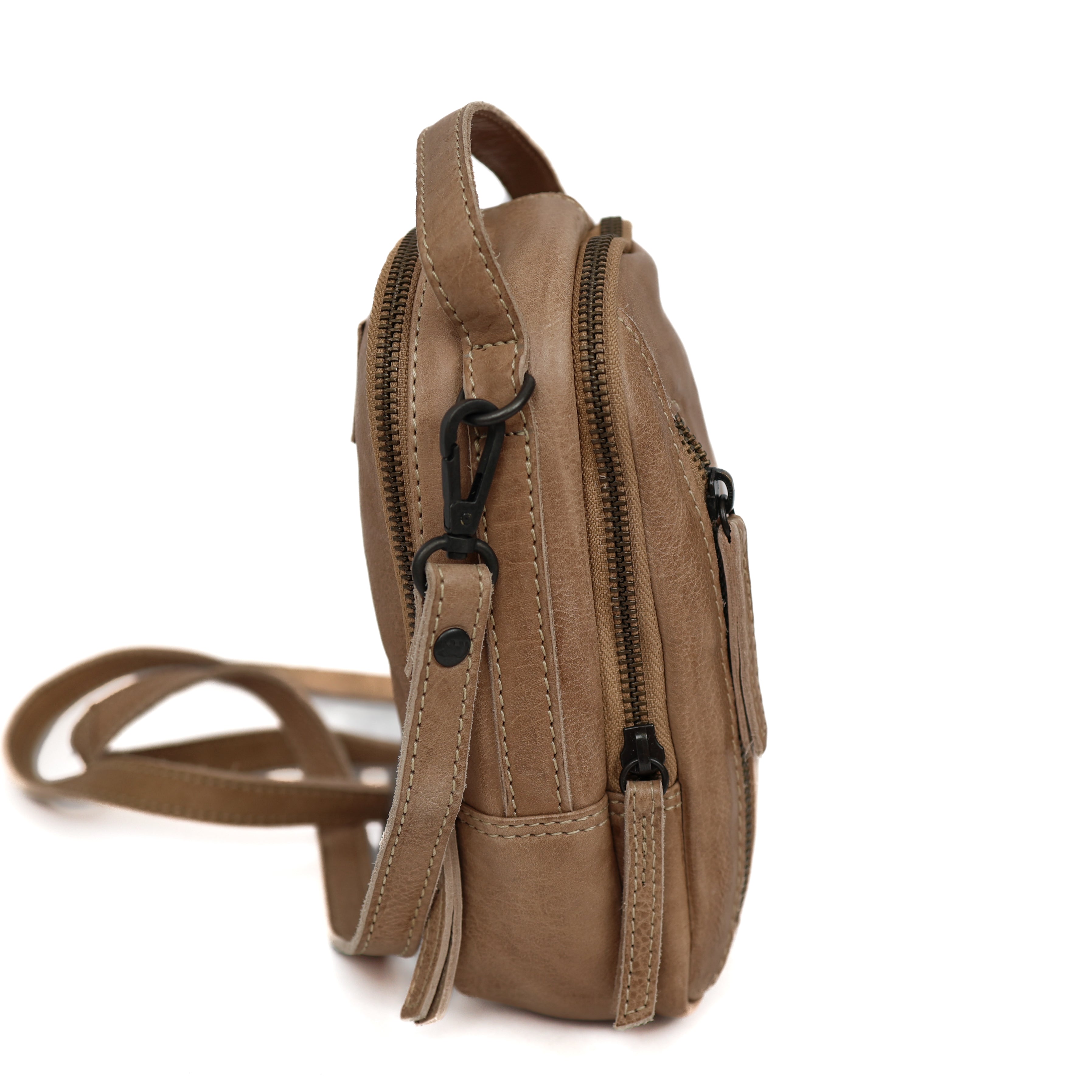 Kleine Umhängetasche mit Reißverschlüssen 'Bodhi' Beige