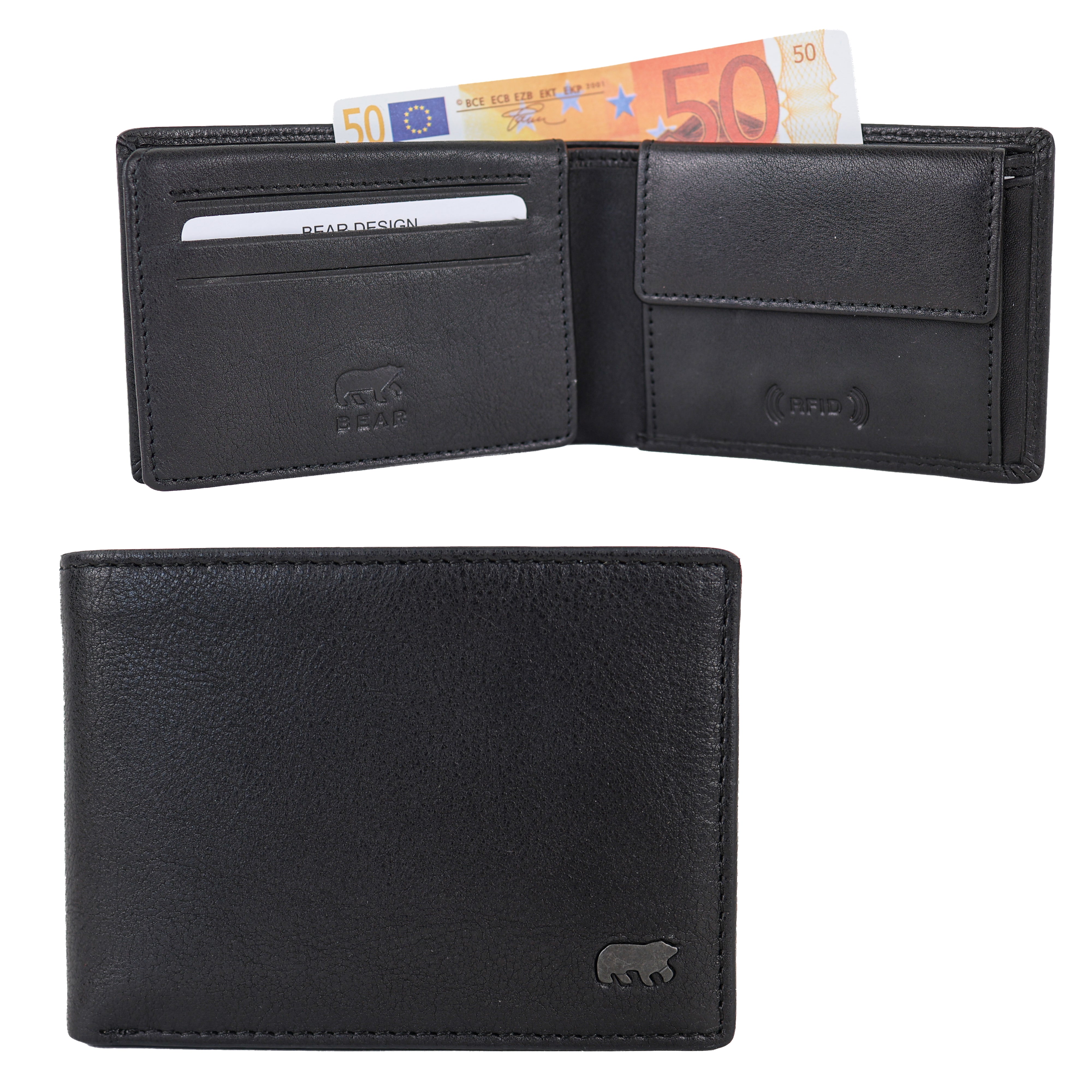 Luxe ruime herenportemonnee/billfold 'Alfredo' zwart