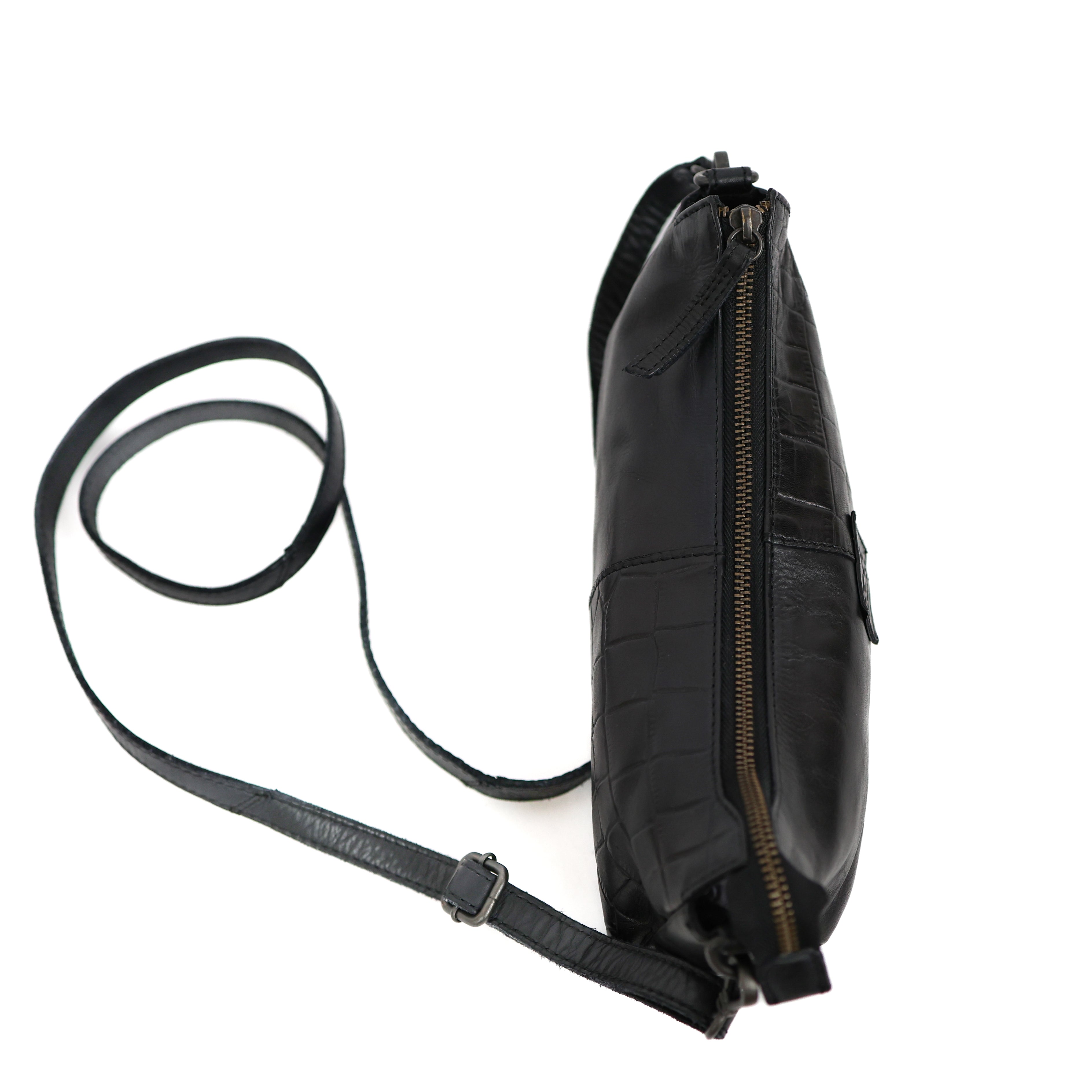 Umhängetasche 'Zeynep' Schwarz Croco