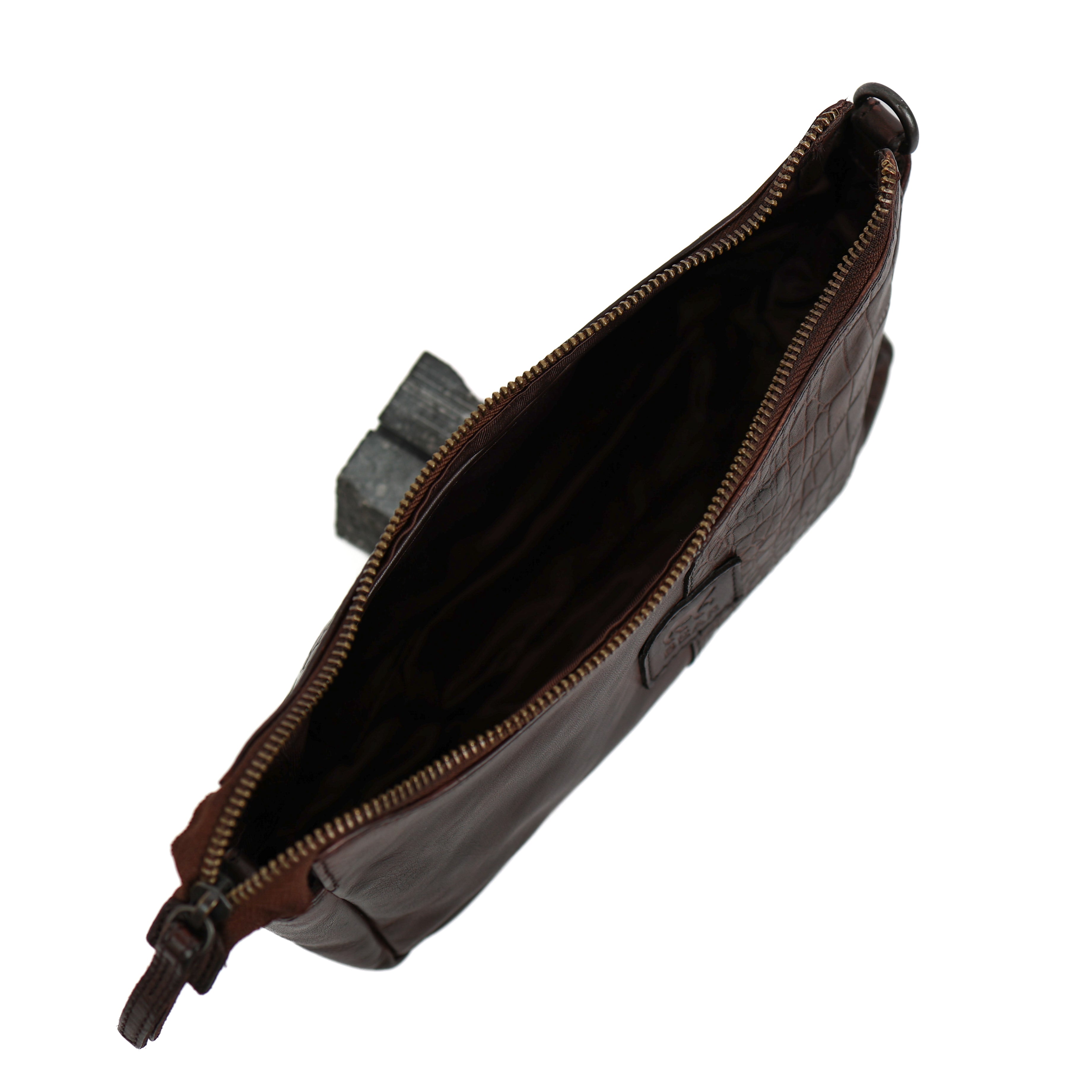 Kleine Umhängetasche 'Zeynep' Dunkelbraun Croco