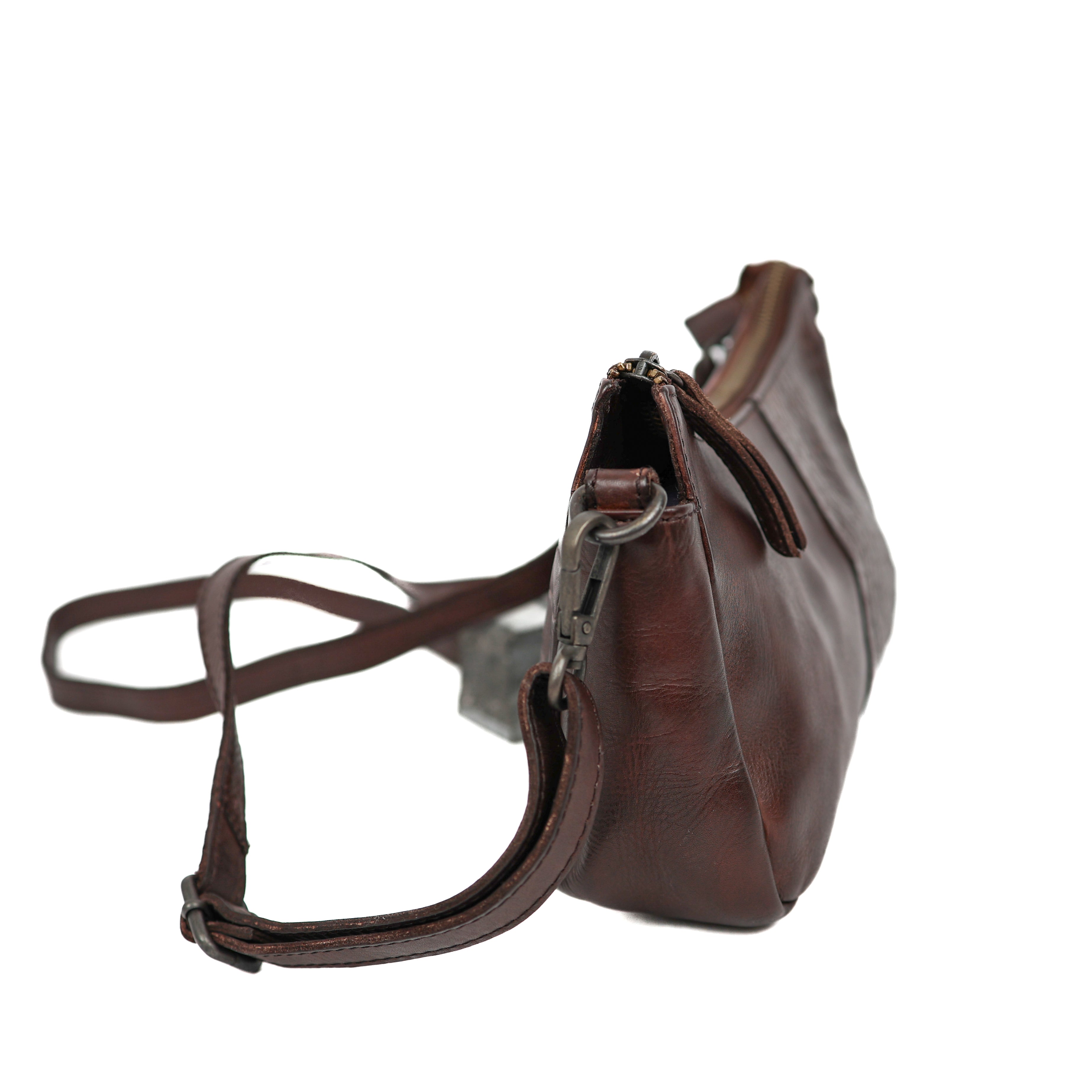 Kleine Umhängetasche 'Zeynep' Dunkelbraun Croco