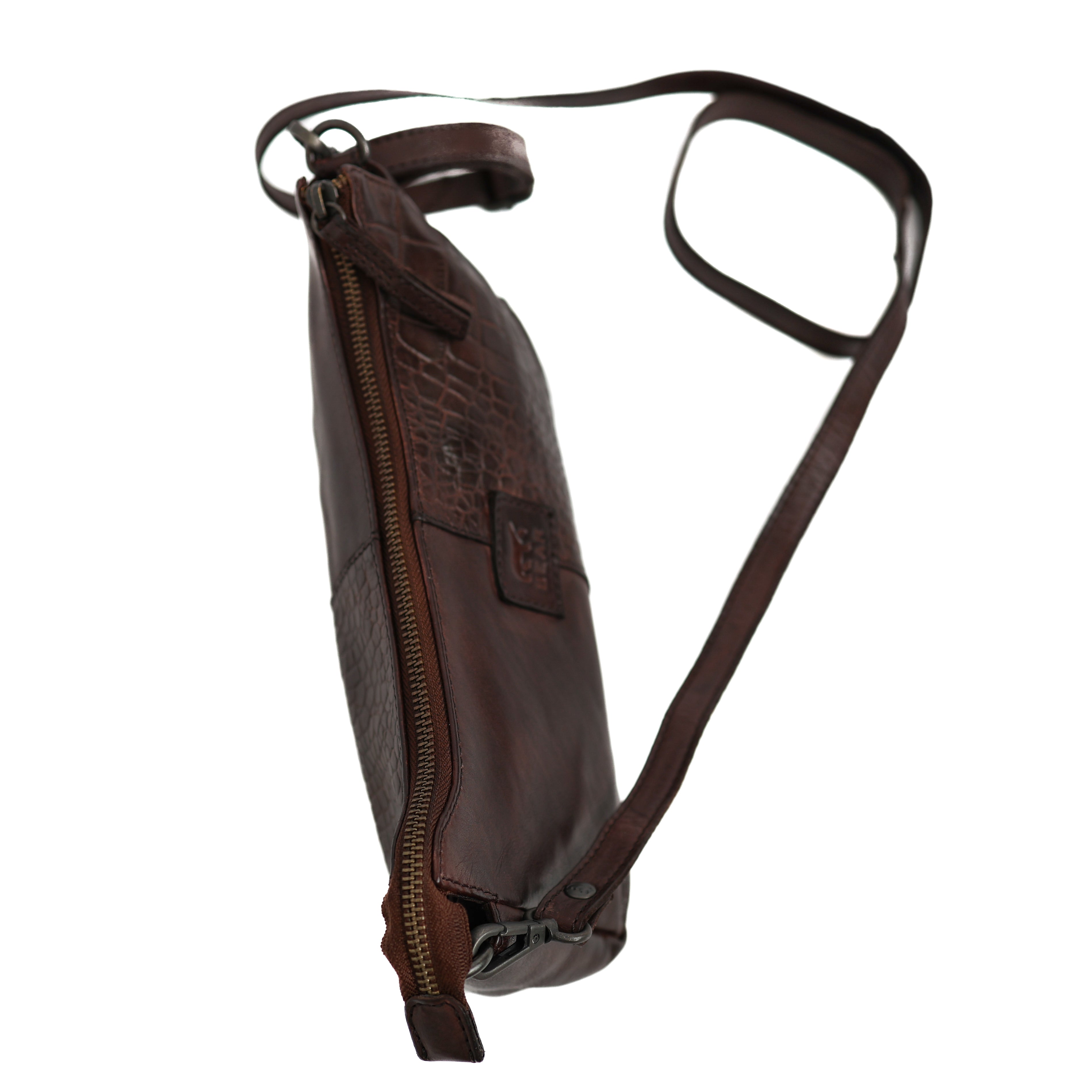 Kleine Umhängetasche 'Zeynep' Dunkelbraun Croco