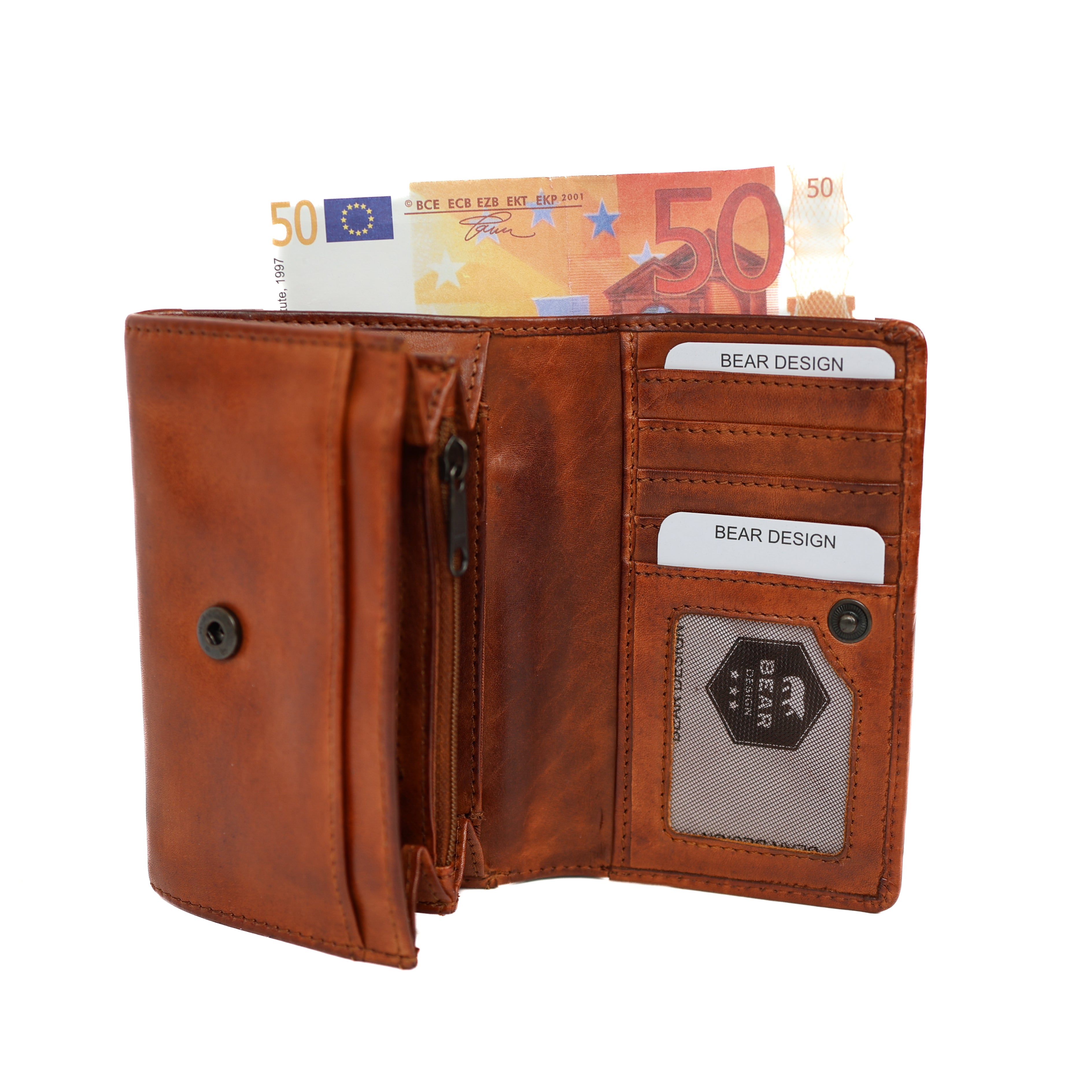 Wickelgeldbörse 'Flappie' Cognac Croco