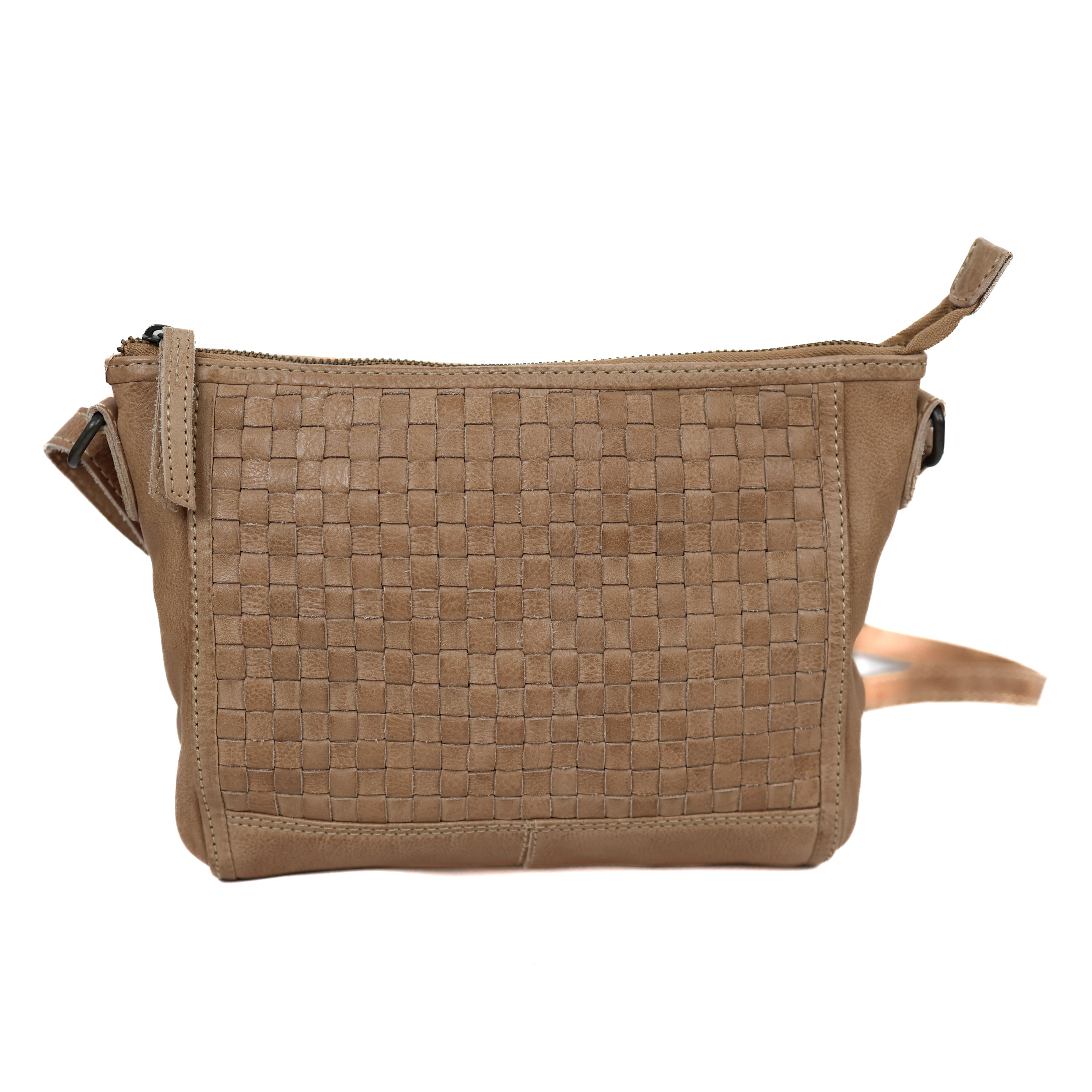 Kleine Umhängetasche 'Myrna' geflochten beige