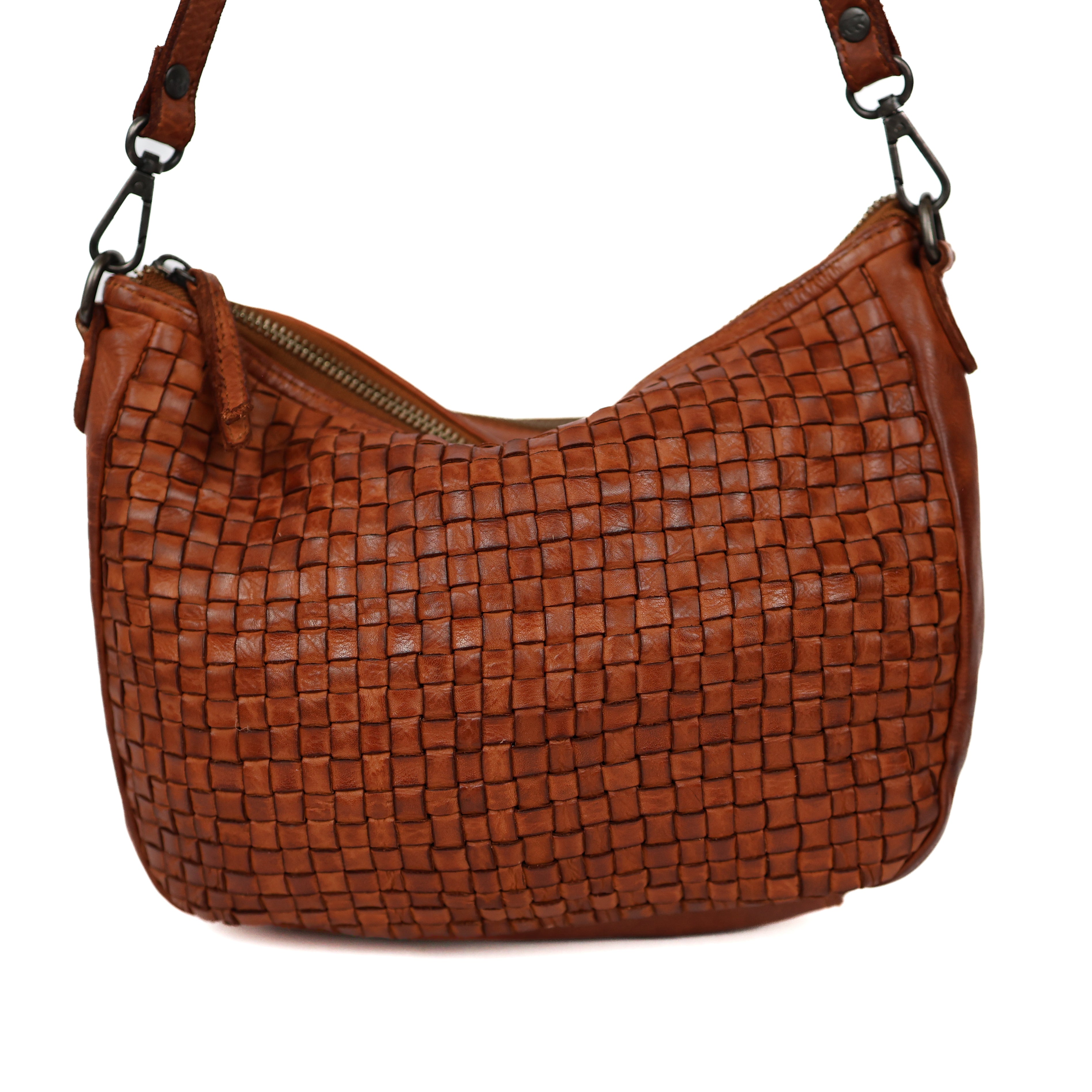 Hand-/Umhängetasche 'Elvira' Geflochten Cognac