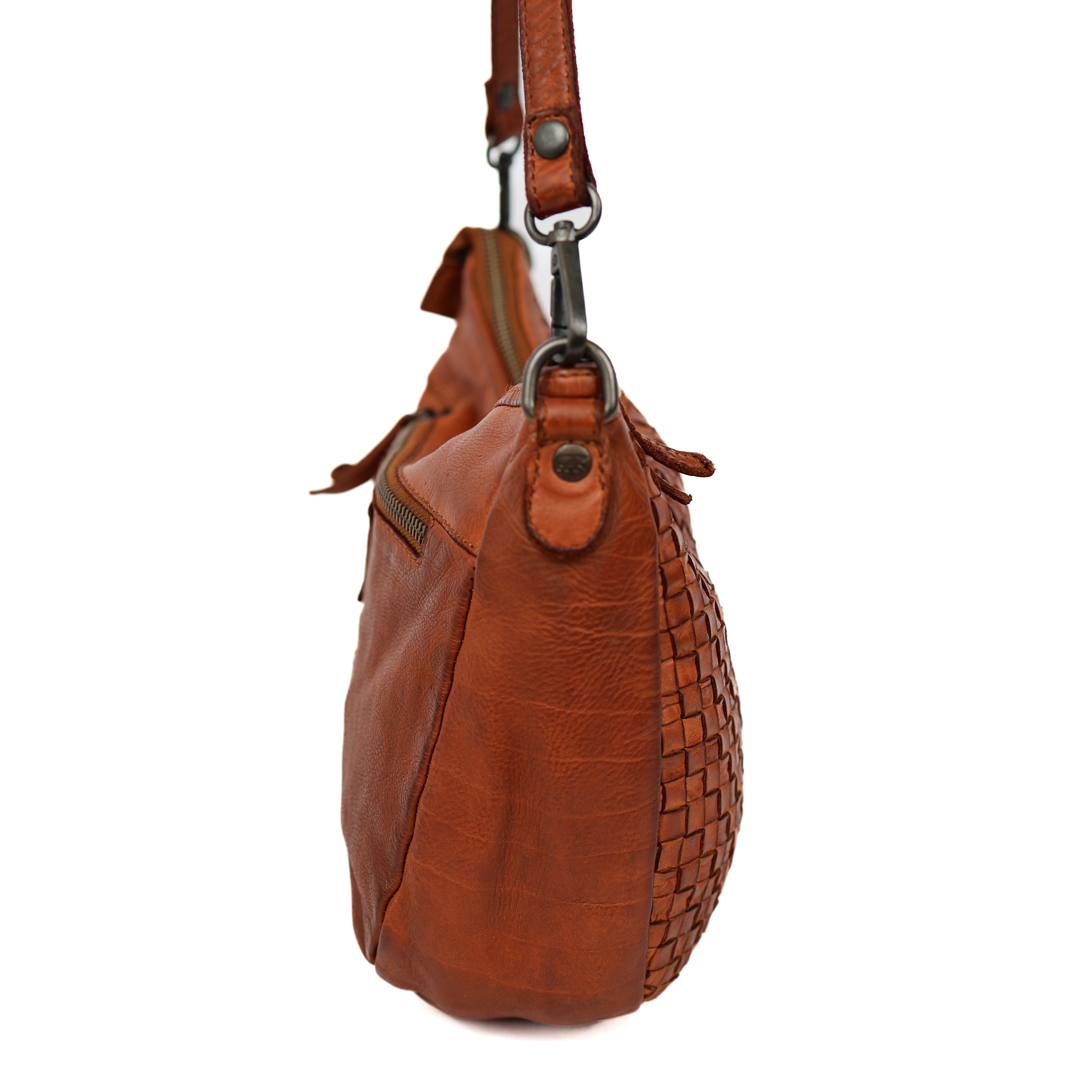 Hand-/Umhängetasche 'Elvira' Geflochten Cognac