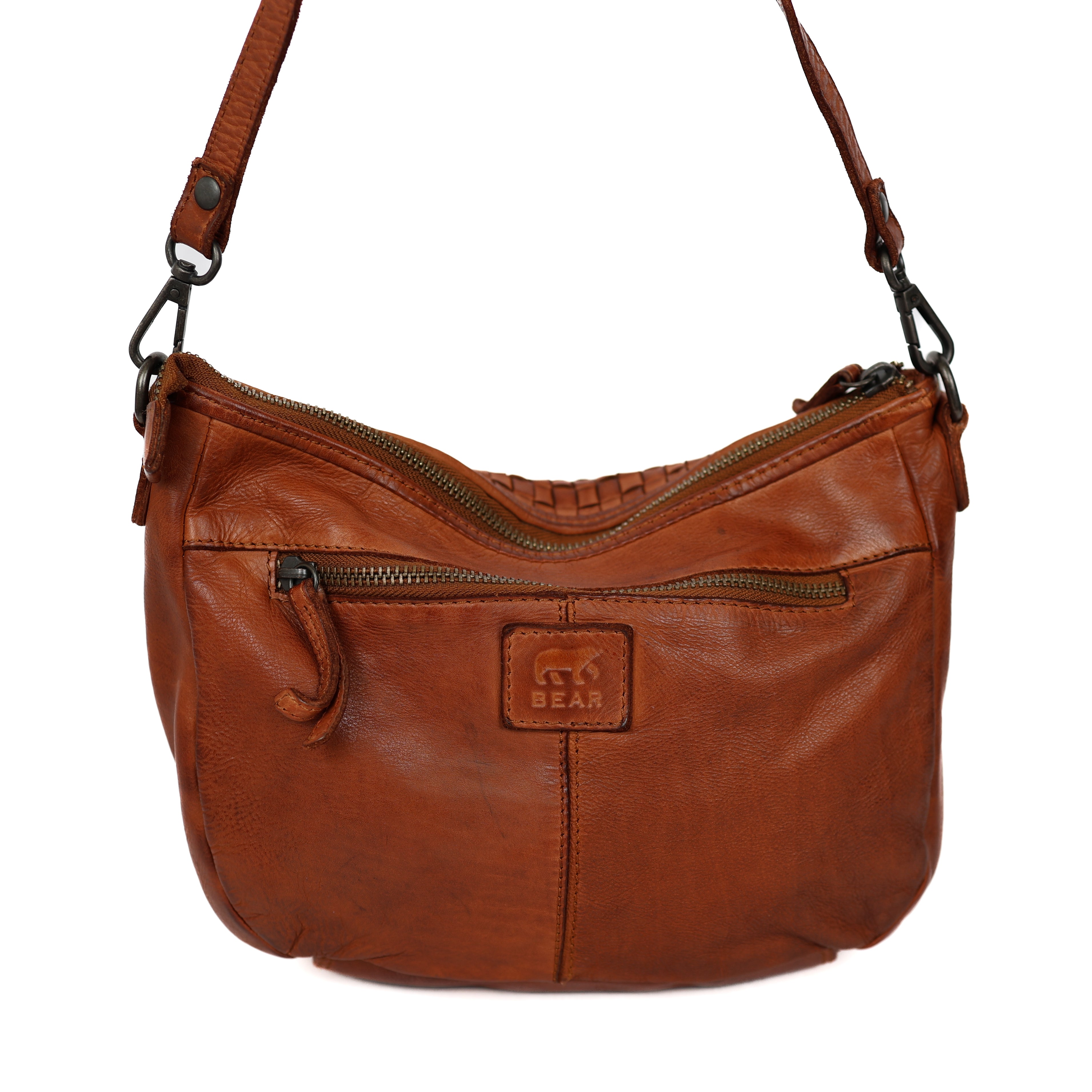 Hand-/Umhängetasche 'Elvira' Geflochten Cognac