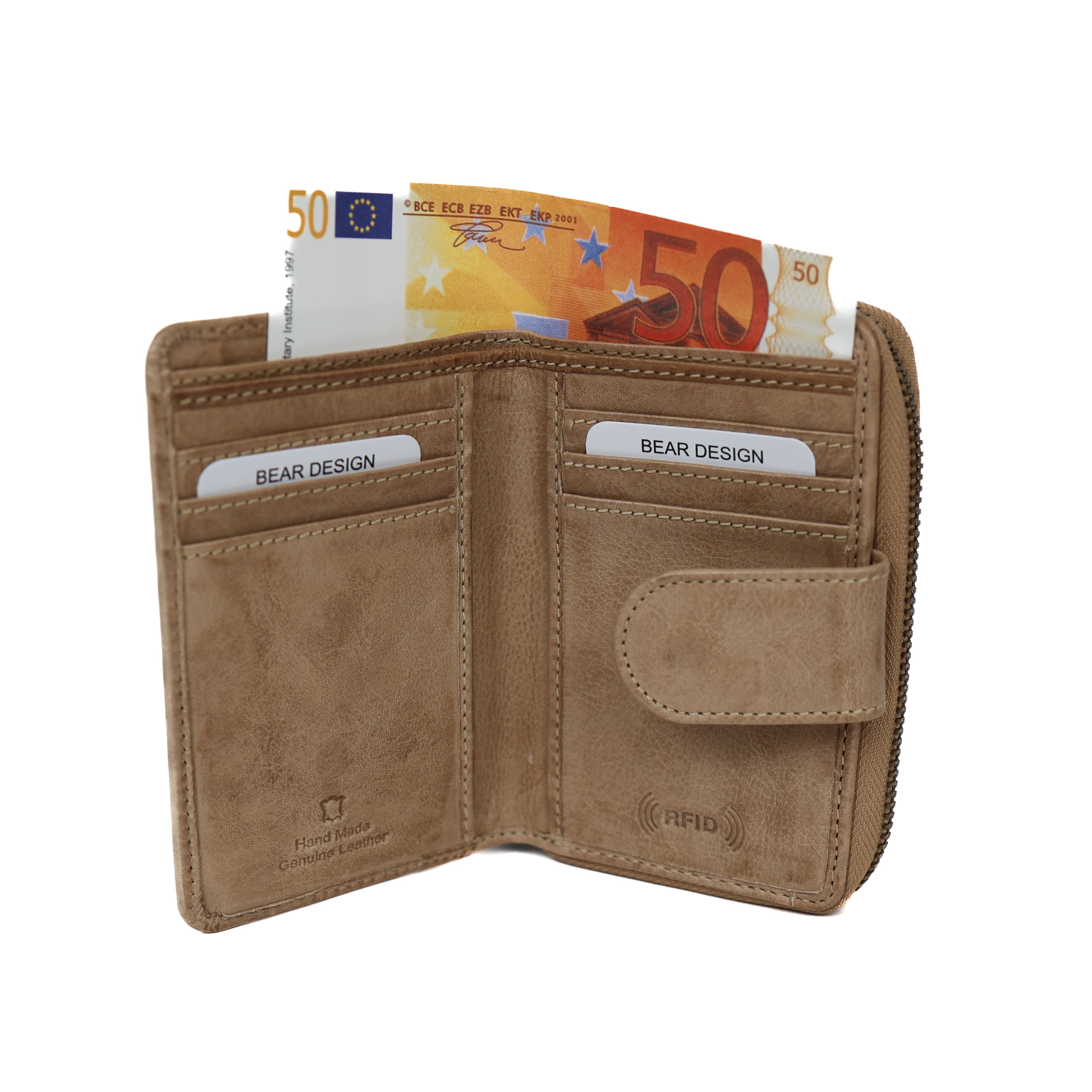 Reißverschluss-Geldbörse 'Loet' Cognac/Braun