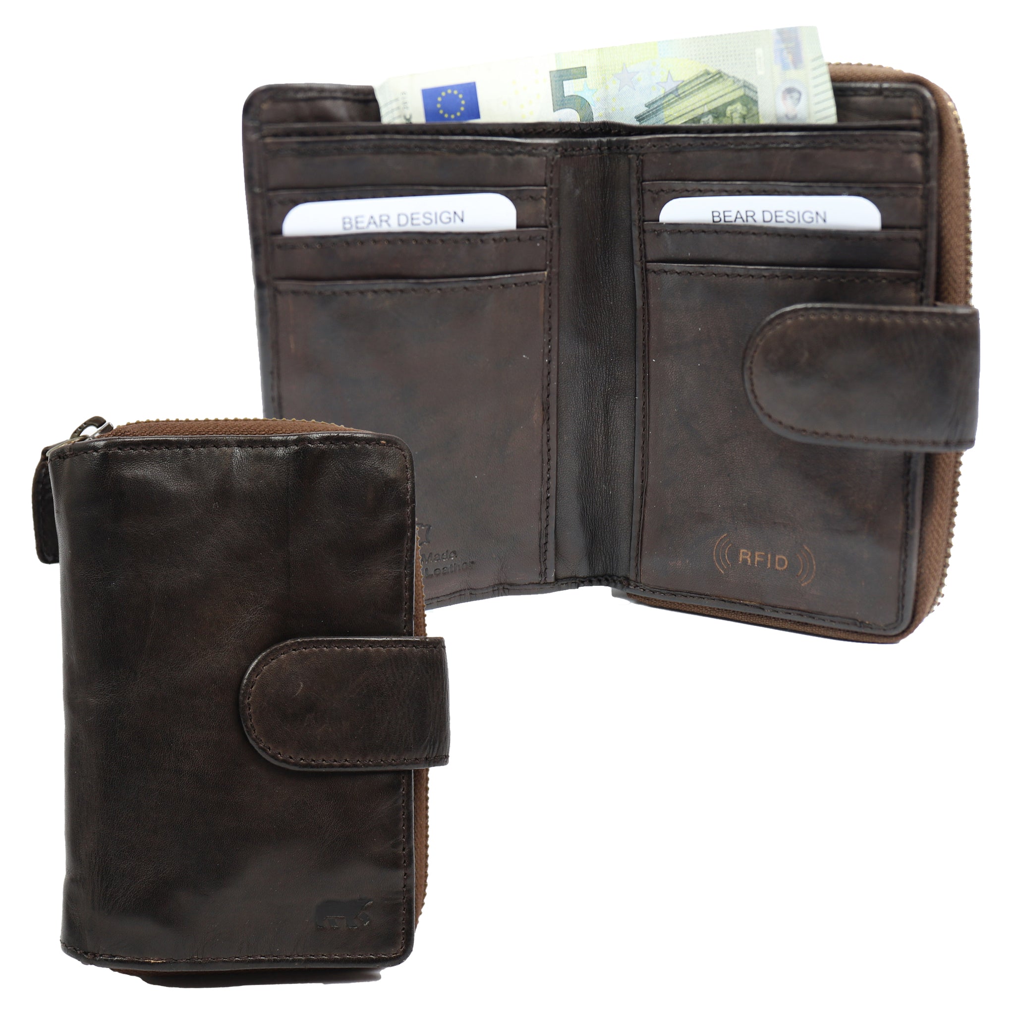Reißverschluss-Geldbörse 'Loet' dunkelbraun - CL 13550