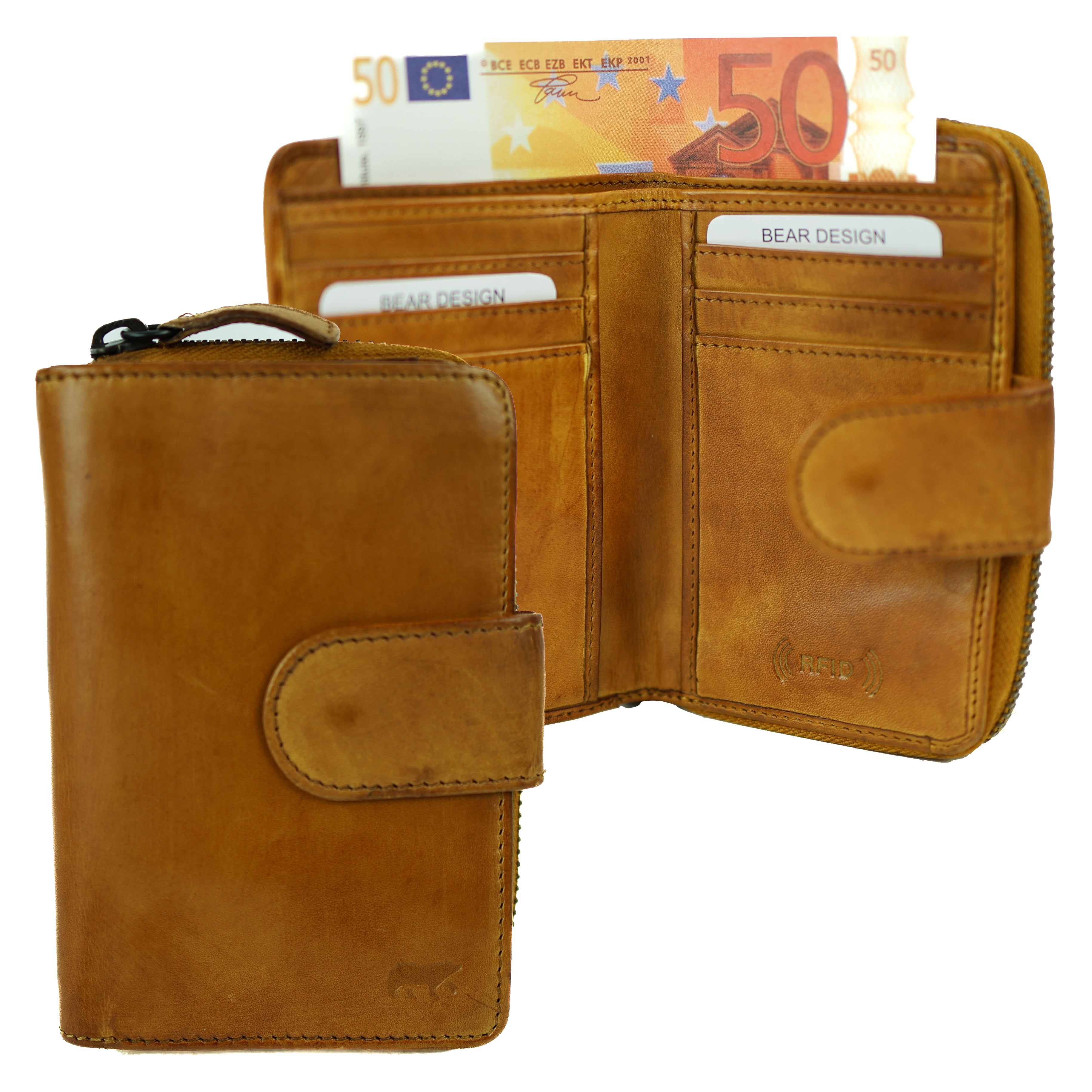 Reißverschluss-Geldbörse 'Loet' ockergelb - CL 13550