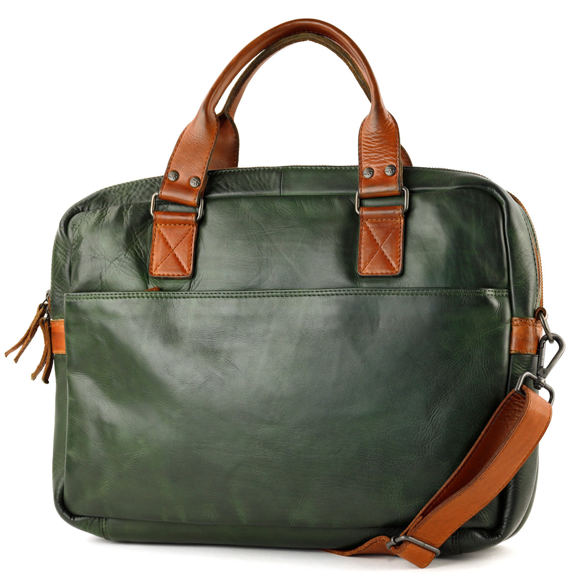 Laptop tasche 'Leandro' grün/cognac