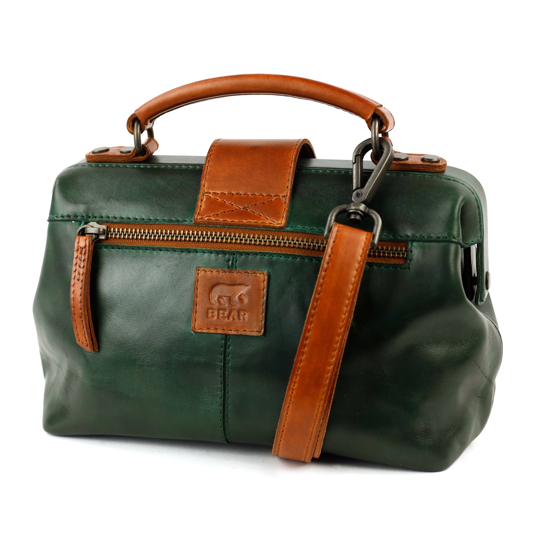 Mini-Arzttasche 'Julia' M Grün/Cognac