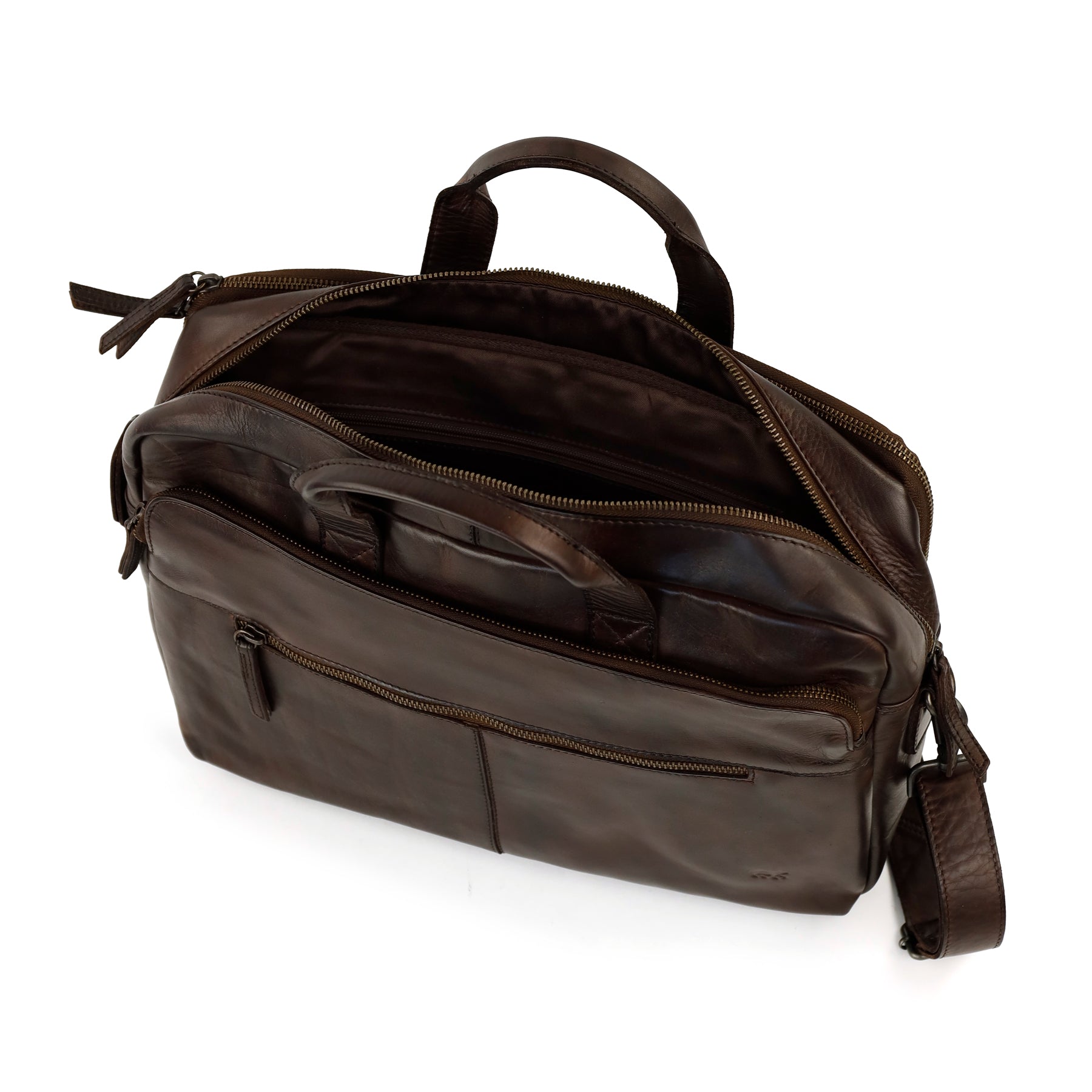 Laptoptasche 15.6” mit Doppelreißverschluss 'Jamie' Dunkelbraun