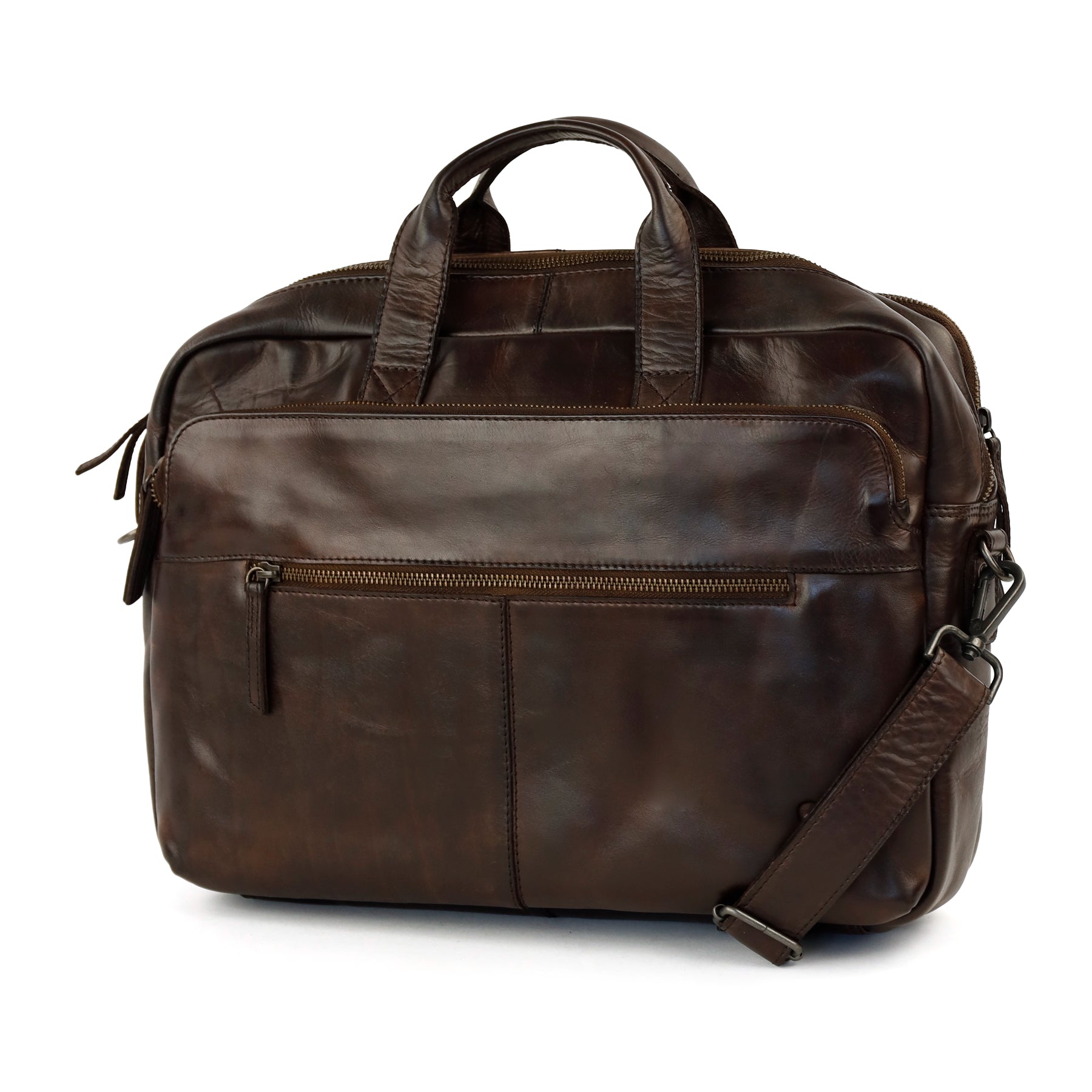 Laptoptasche 15.6” mit Doppelreißverschluss 'Jamie' Dunkelbraun