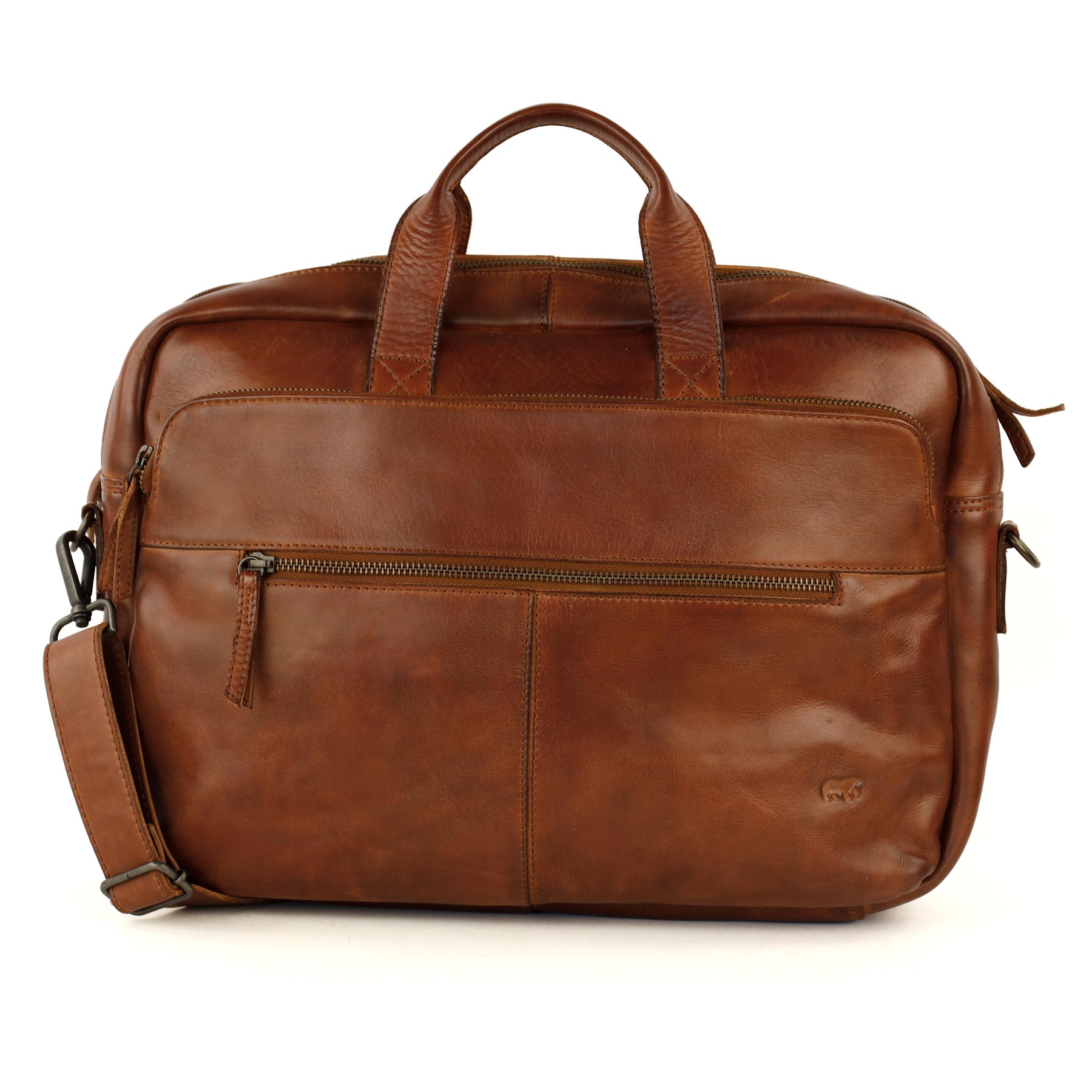 Laptoptasche „Double Zipper Jamie“ Cognac