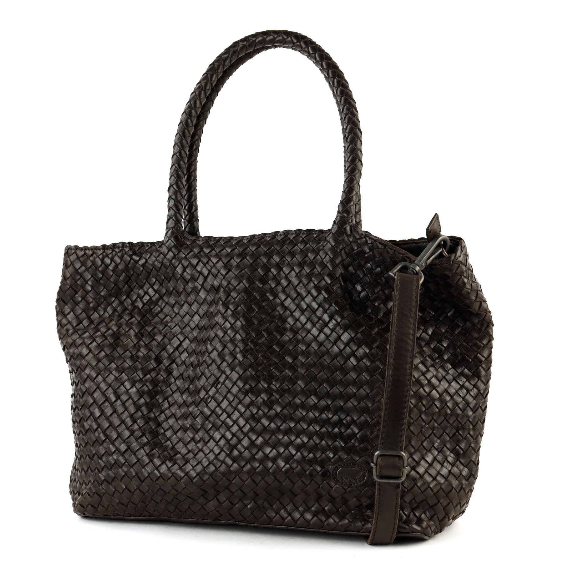 Geflochtene Shopper/Umhängetasche 'Suus' Dunkelbraun