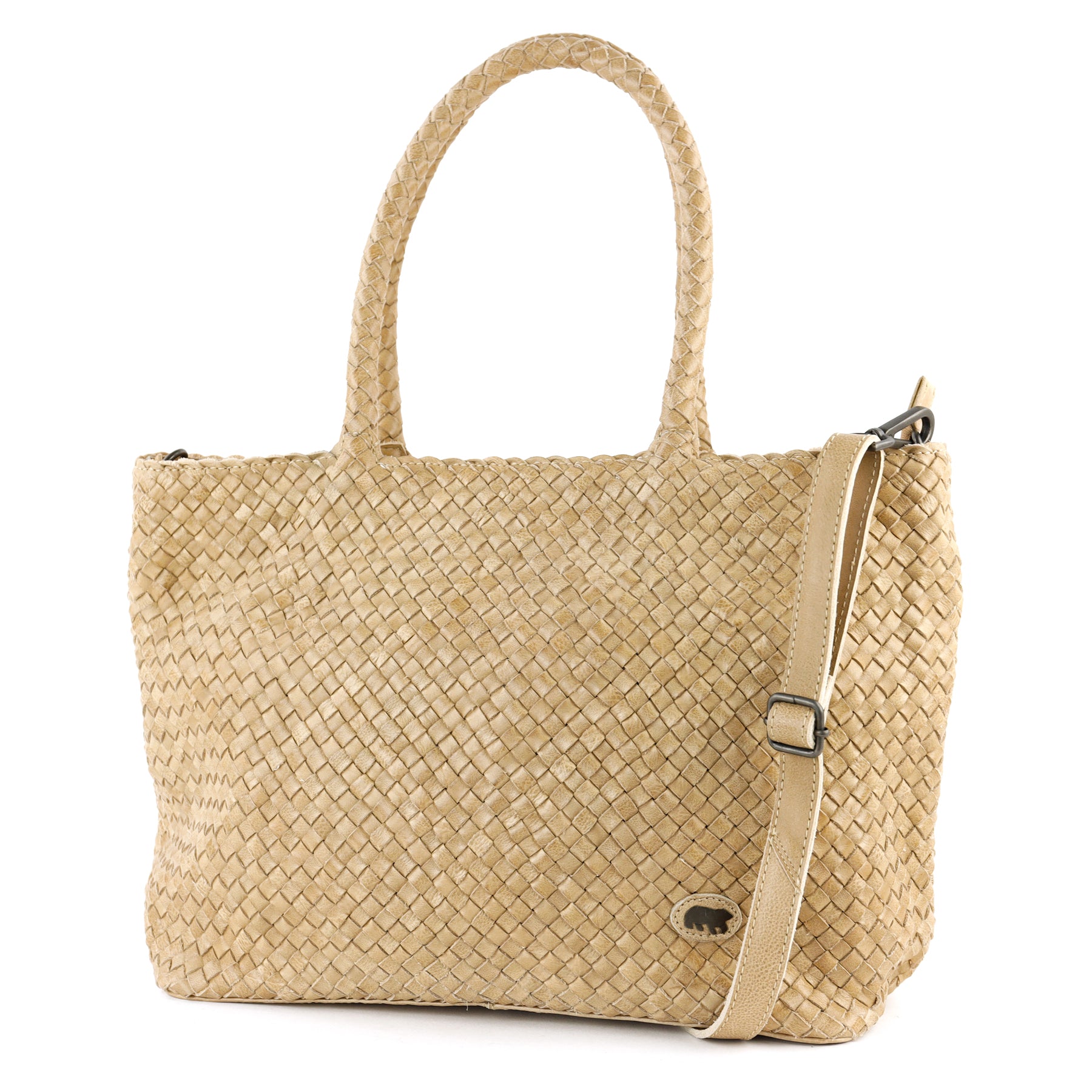 Geflochtene Shopper/Umhängetasche 'Suus' Beige