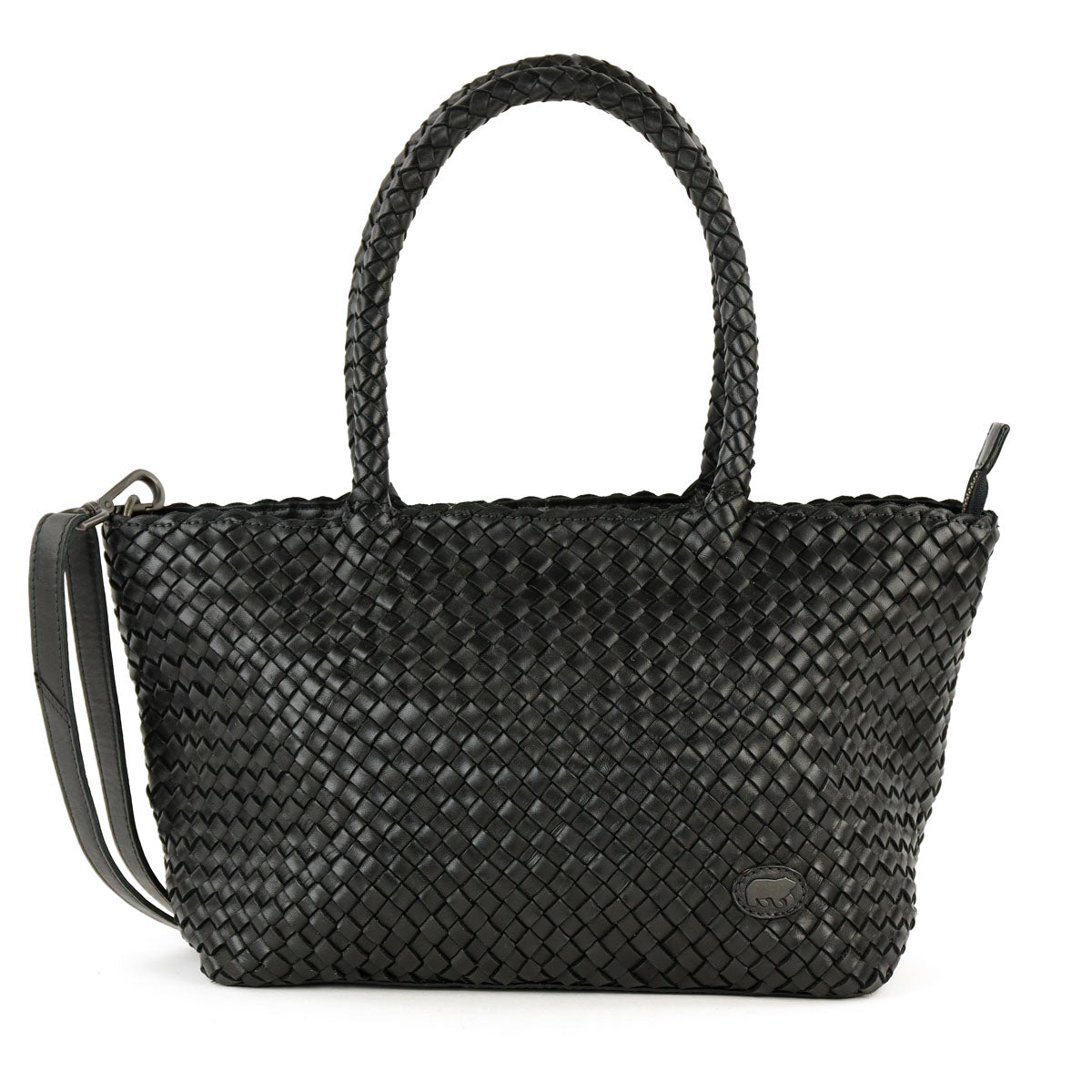 Geflochtene Handtasche/Schultertasche „Franca“, schwarz